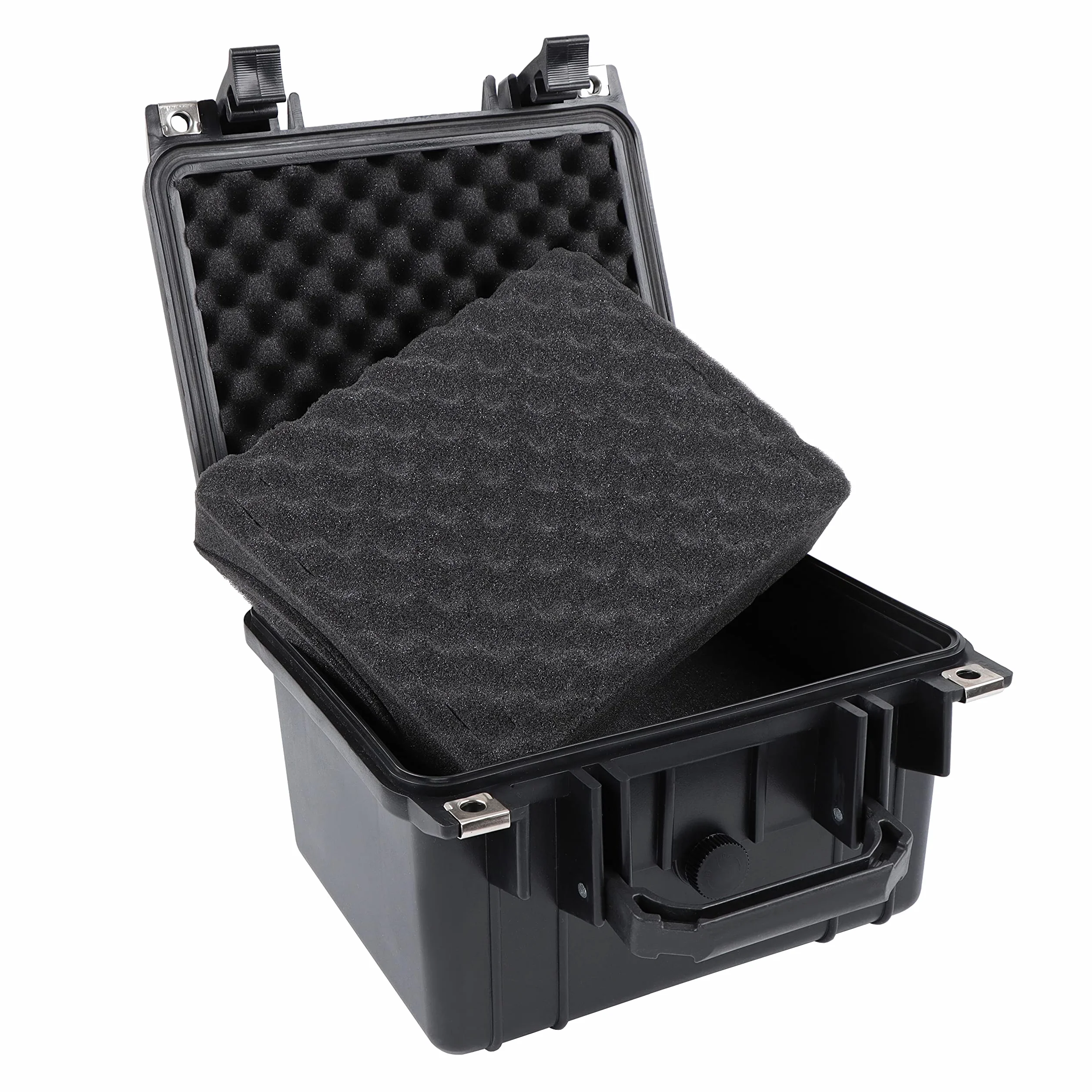 Tactical45 Plastikowa obudowa z piankową czarną twardą torbą do przenoszenia 27 x 25 x 15 cm wyściełana obudowa na sprzęt aparatu i narzędzia