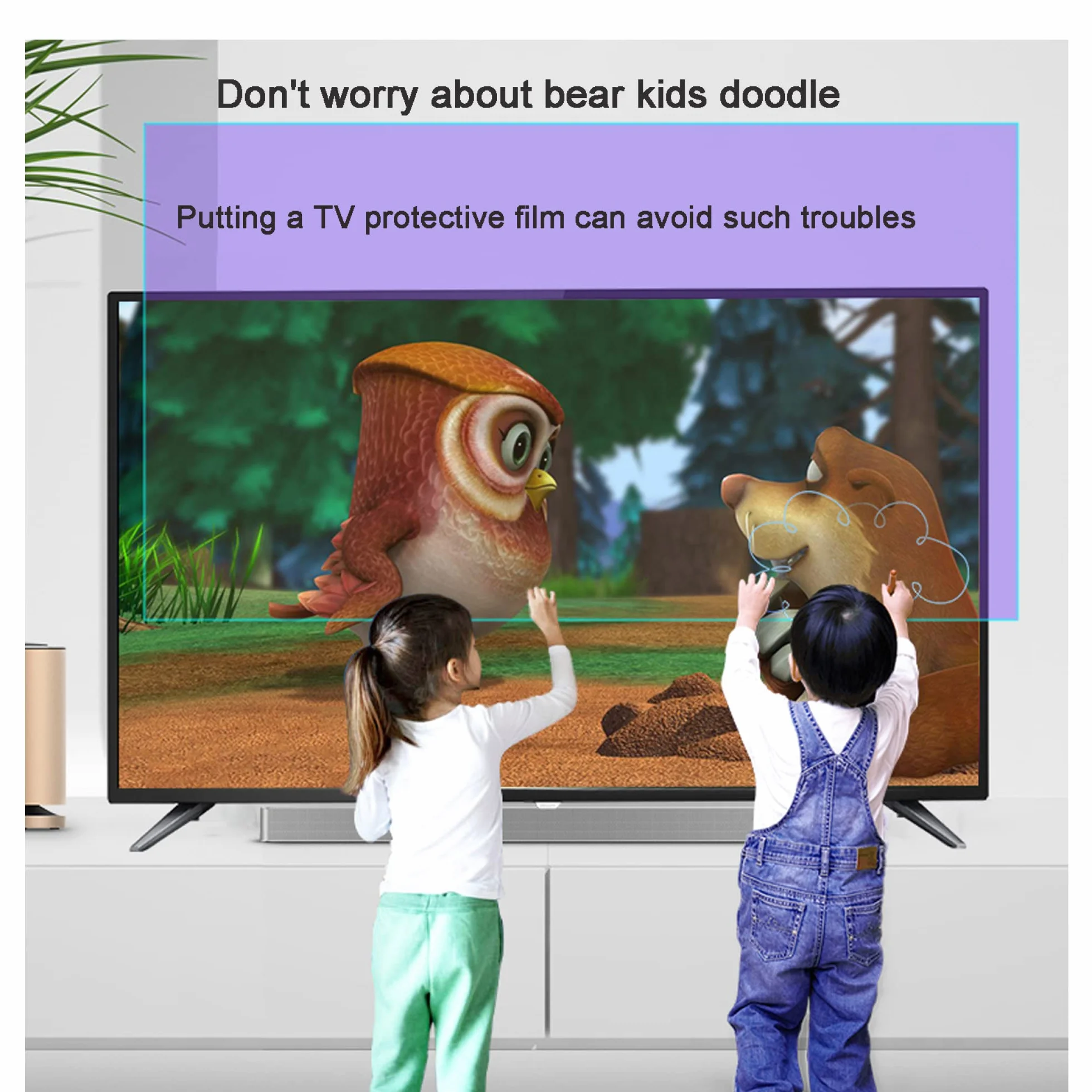 z Folia przeciwodblaskowa do telewizora 55 cali, użytku wewnątrz i na zewnątrz AntiBlue Light ekran matowa folia telewizorów LCD, Led, 4k OLED QLED HDTV,Ochraniacze ekranu TV