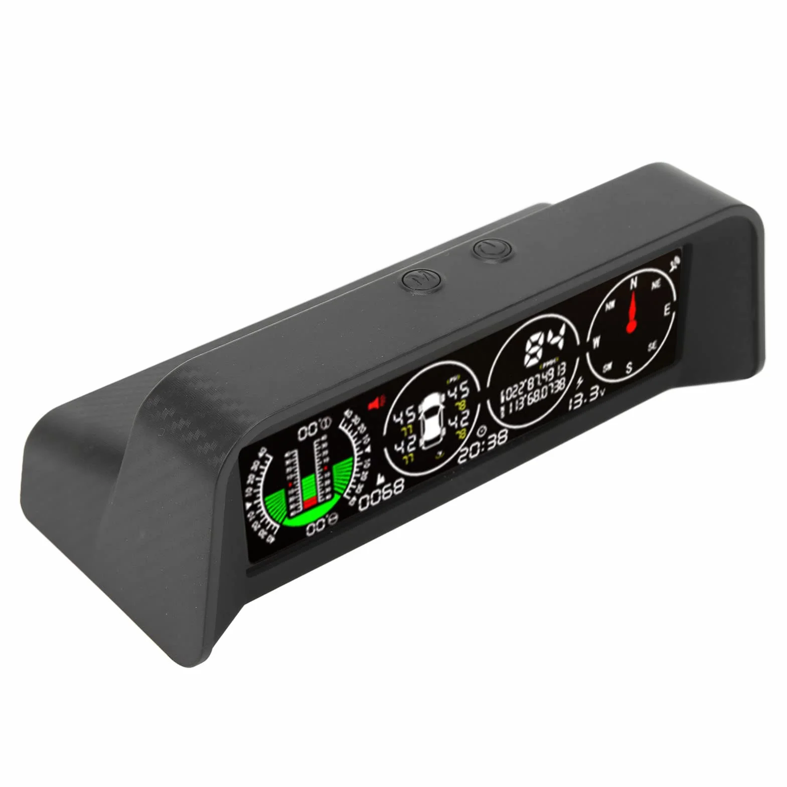 Wyświetlacz samochodowy HUD Head Up i odtwarzacz wideo z systemem monitorowania ciśnienia w oponach, cyfrowy inklinometr, interfejs OBD2 Wskaźnik prędkości obrotowej, miernik