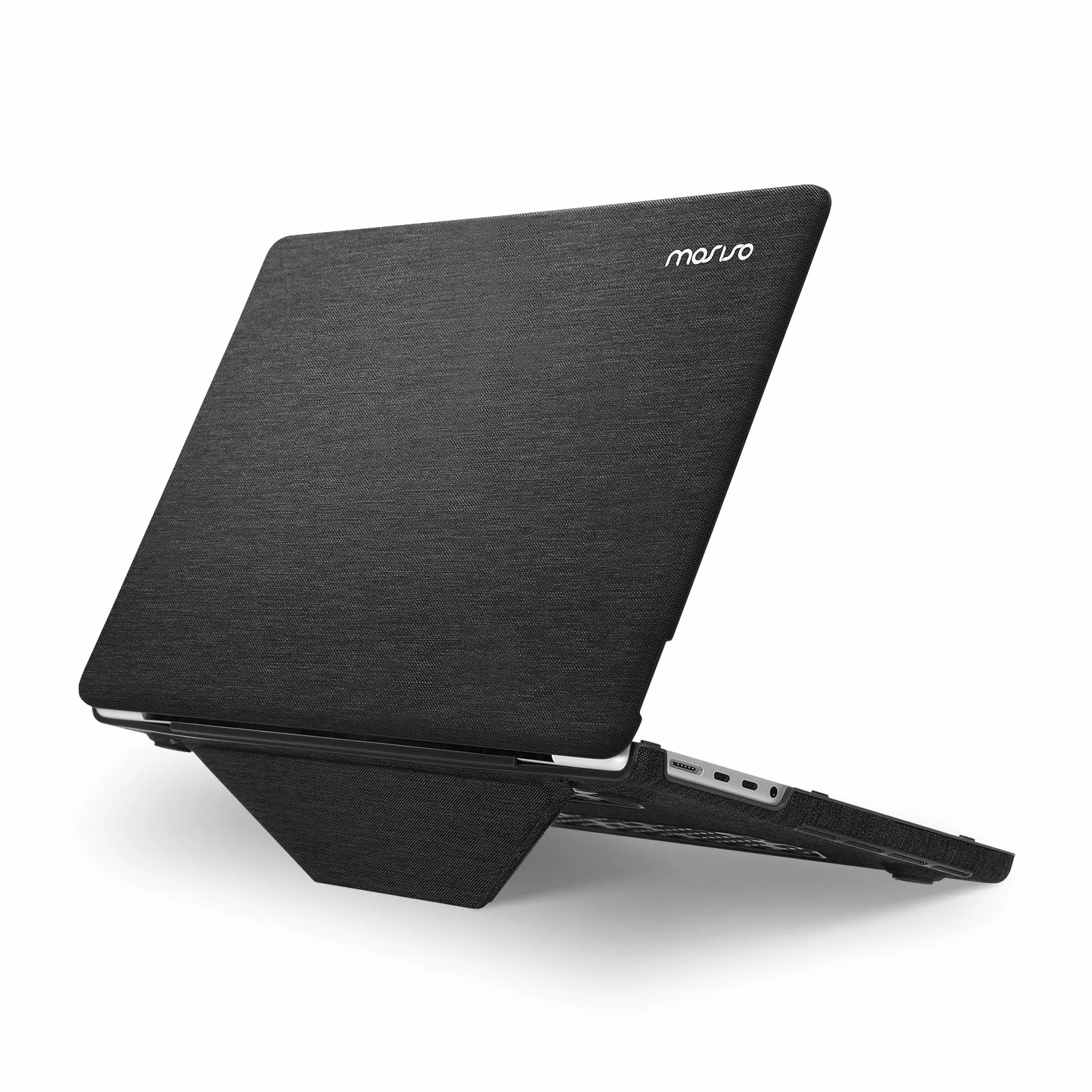 MOSISO Kompatybilny z etui na MacBook Pro 14 cali 2025 2024-2021 M5 M4 M3 M2 M1 A3434 A3112 A3185 A3401 A2918 A2992 A2779 A2442, etui z twardą powłoką z tkanin dzianinych z składaną podstawą, czarny
