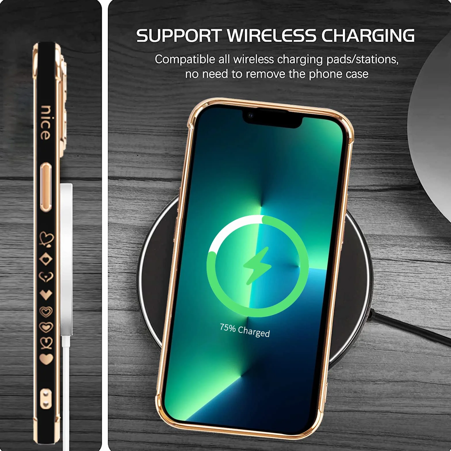 Pnakqil Silikonowe Etui z paskiem na ramię dla iPhone 13 Pro Max 6.7 Cal Czarny Elektrolityczne TPU Case