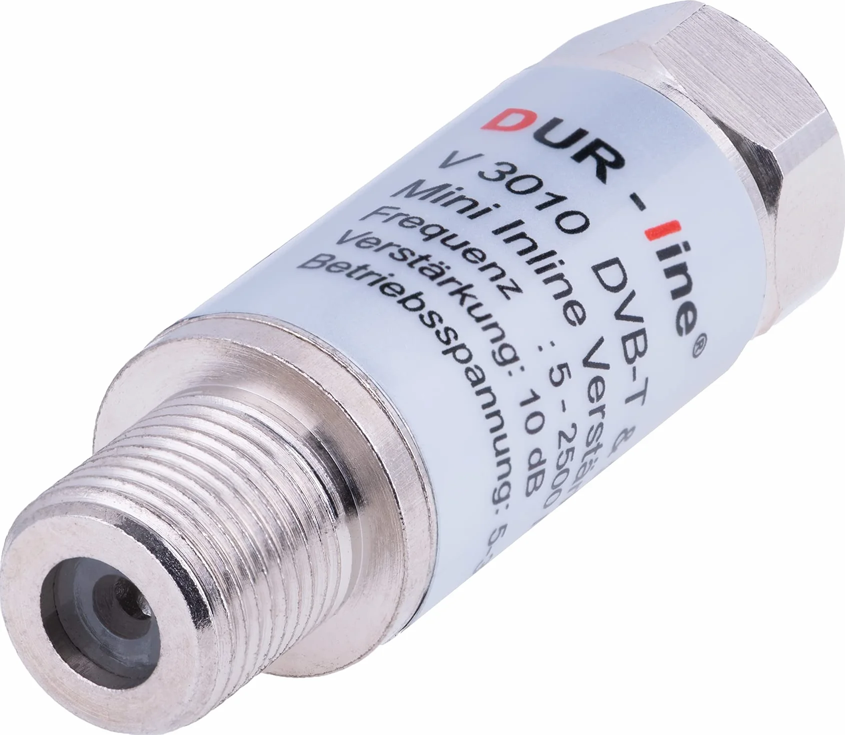DUR-line® V3010 - Mini wzmacniacz inline, wzmocnienie 10 dB, do Sat i DVB-T2, 5-2400 MHz