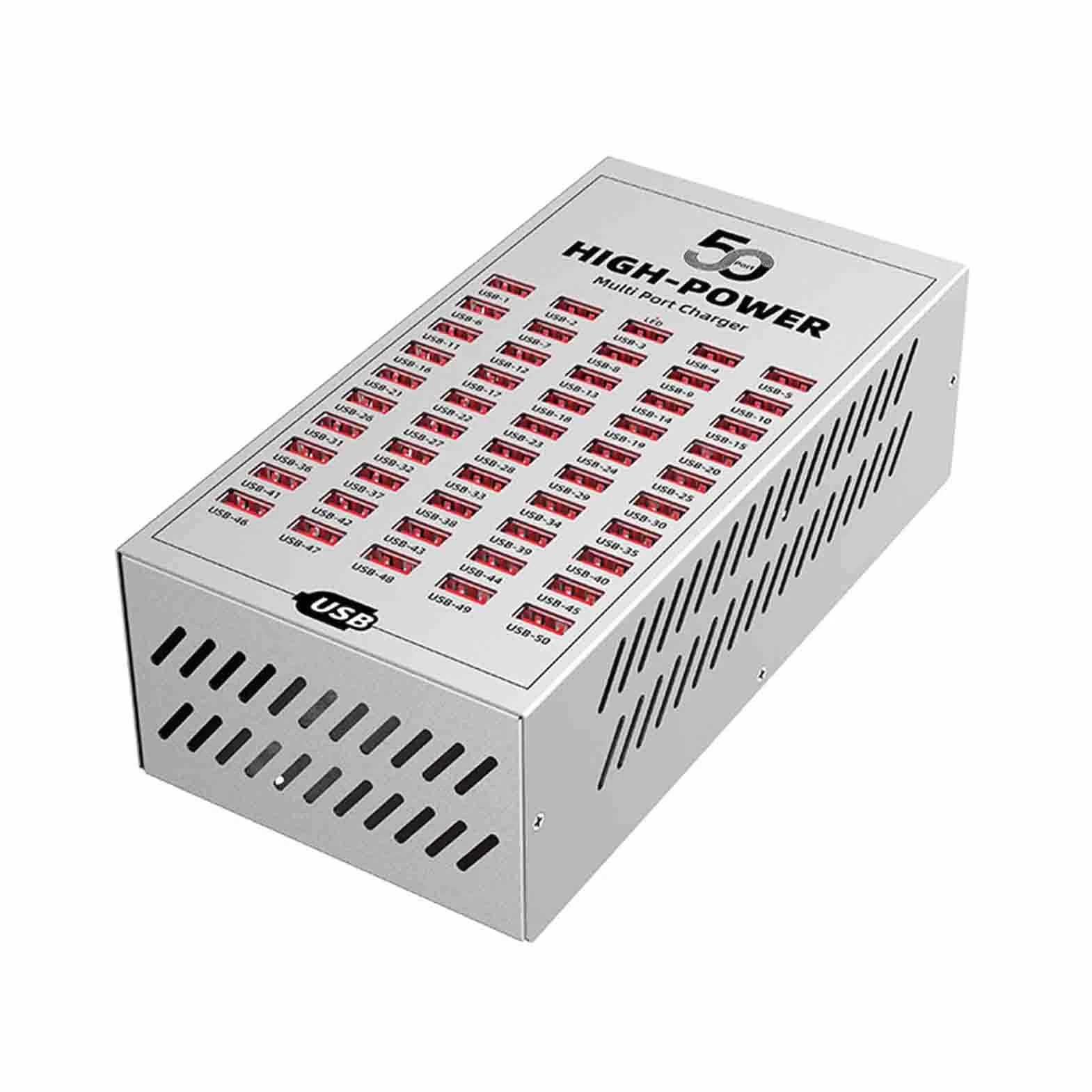 50-portowa Stacja ładująca USB Wydajne i Szybkie ładowanie Wielu urządzeń w Domu/biurze Metalowa Obudowa Lekka Konstrukcja (Wtyczka UE 220-250 V)