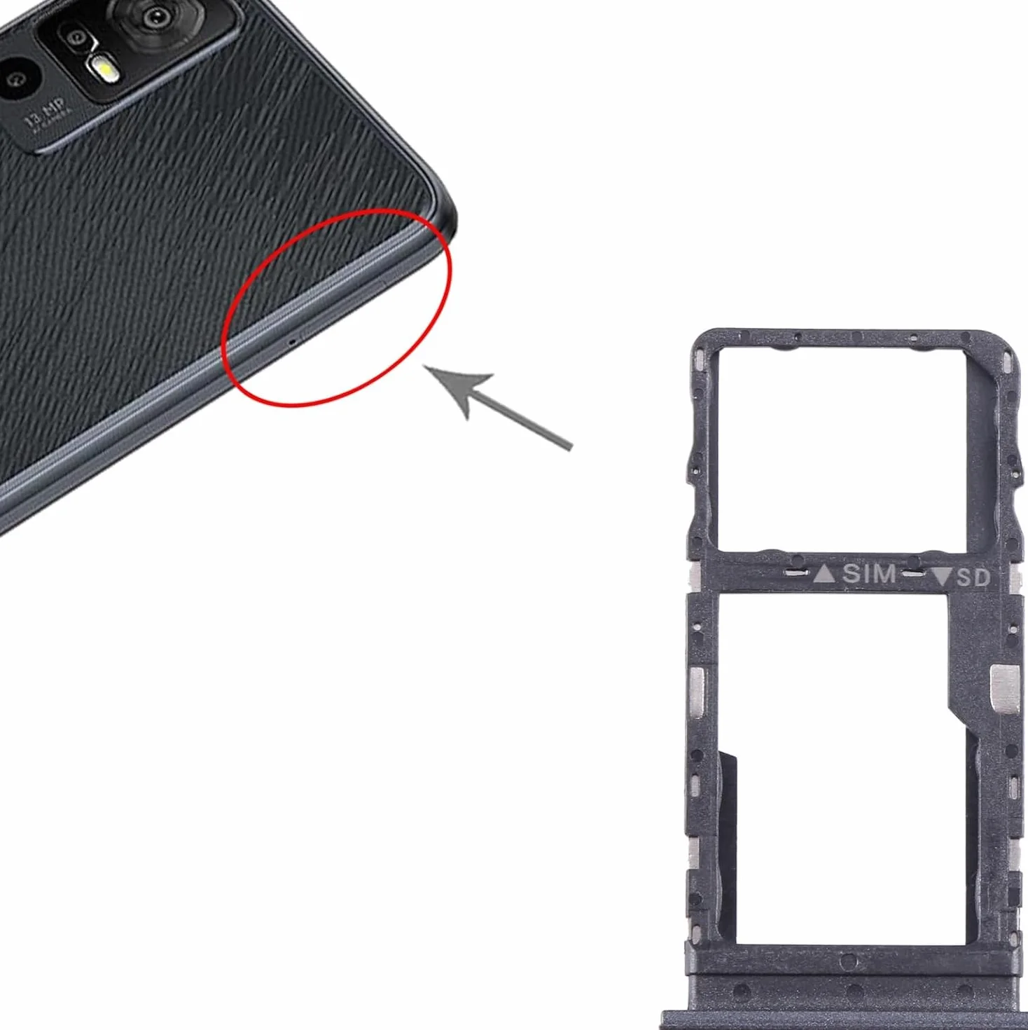 Adapter karty SIM Micro SD do TCL 405 406 408 T506D T506K T507D T507U T507A czarny