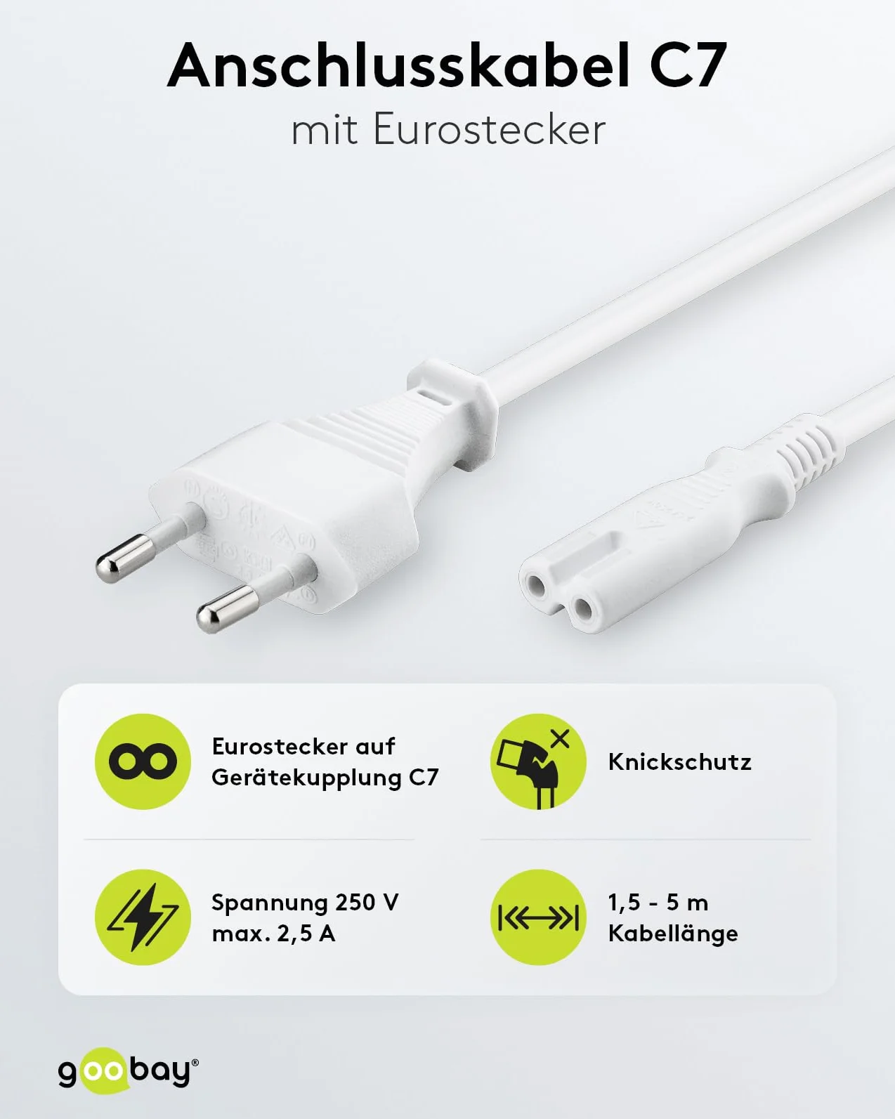 Goobay 93988 Kabel Sieciowy, Biały, 5 m