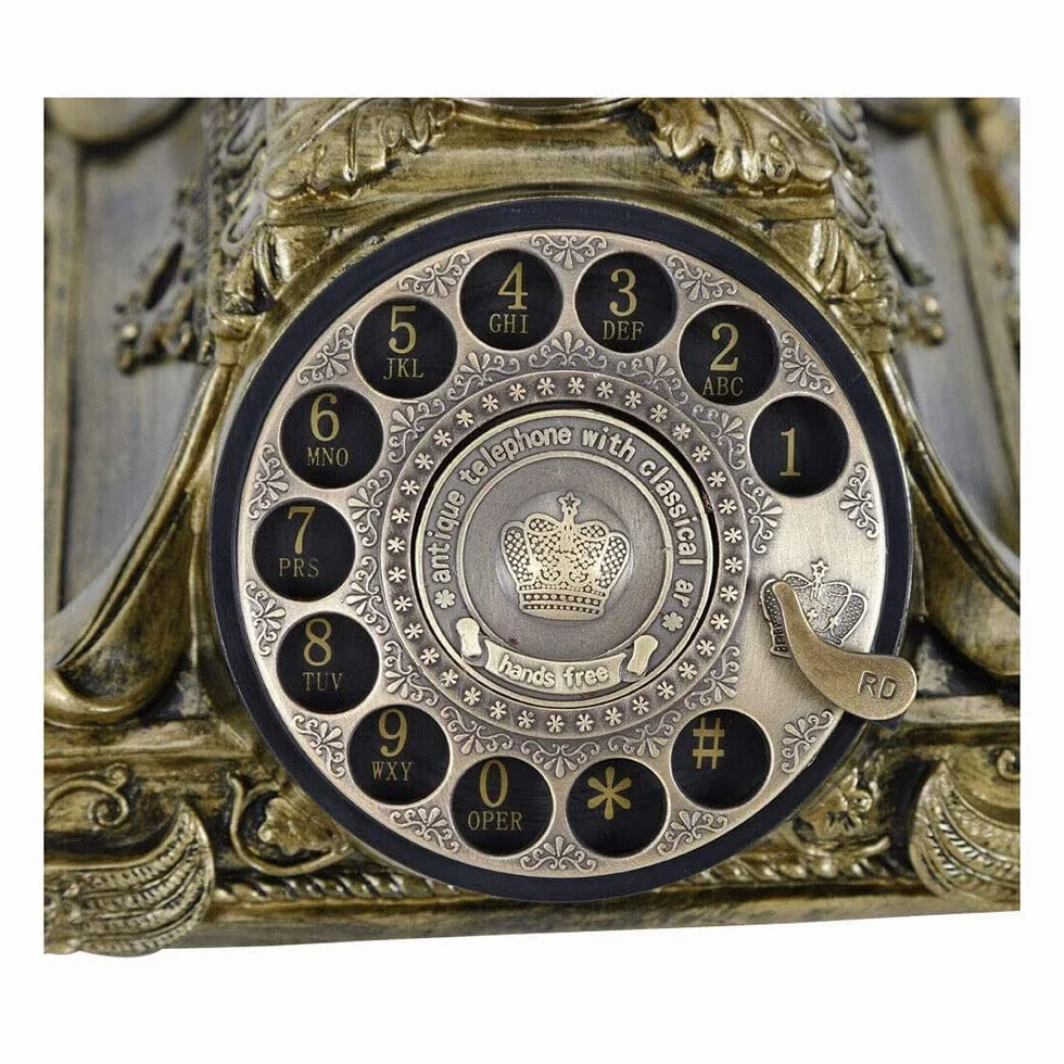 Telefon Zabytkowy, Klasyczny, Modny, Europejski, Antyczny, Retro, Z Żywicy, Zabytkowy, Przewodowy, Telefon Stacjonarny, Biurkowy, Z Tarczą Obrotową, Telefon Domowy I Biurowy