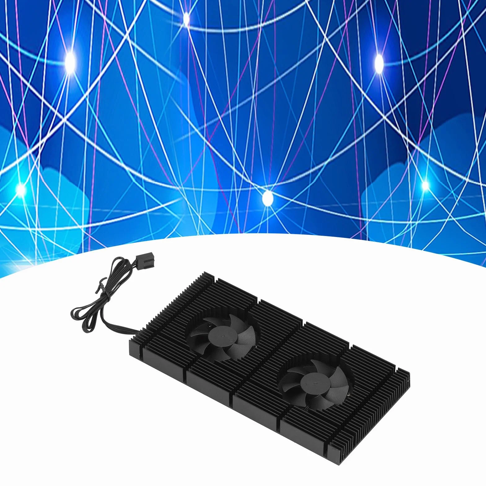 Jectse Podwójny Wentylator PWM Radiator VRAM Regulacja Prędkości Płyta Montażowa Chłodnica Pamięci dla Chłodnicy 3080 3070, Chłodnica Chłodząca z płytą tylną GPU (Podkładka 0,5 mm 600)