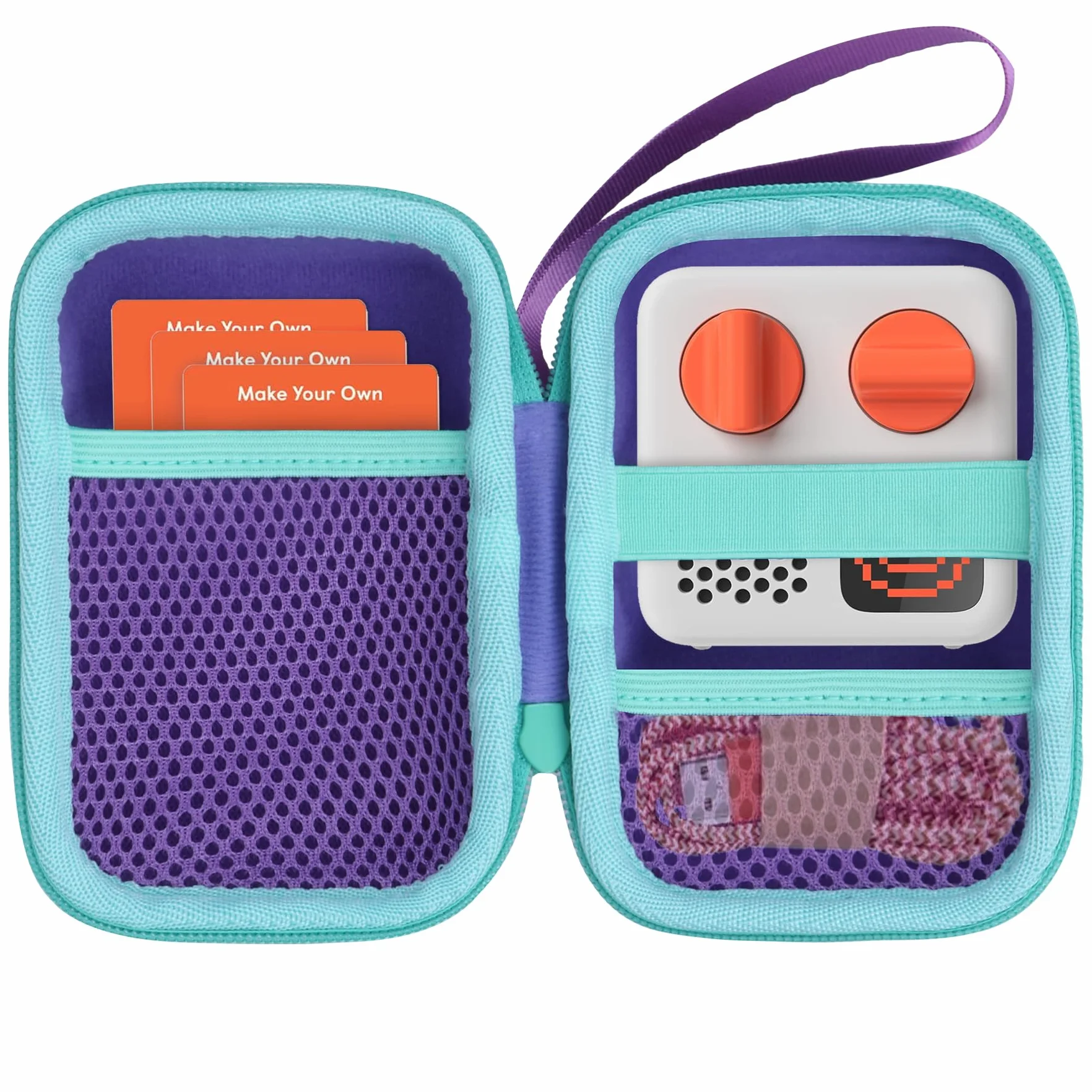 Lebakort Twarda obudowa kompatybilna z Yoto mini Kids Audio Music Player dla dzieci odtwarzacz audiobooków kart radiowych (fioletowy + mentolowo zielona obudowa)