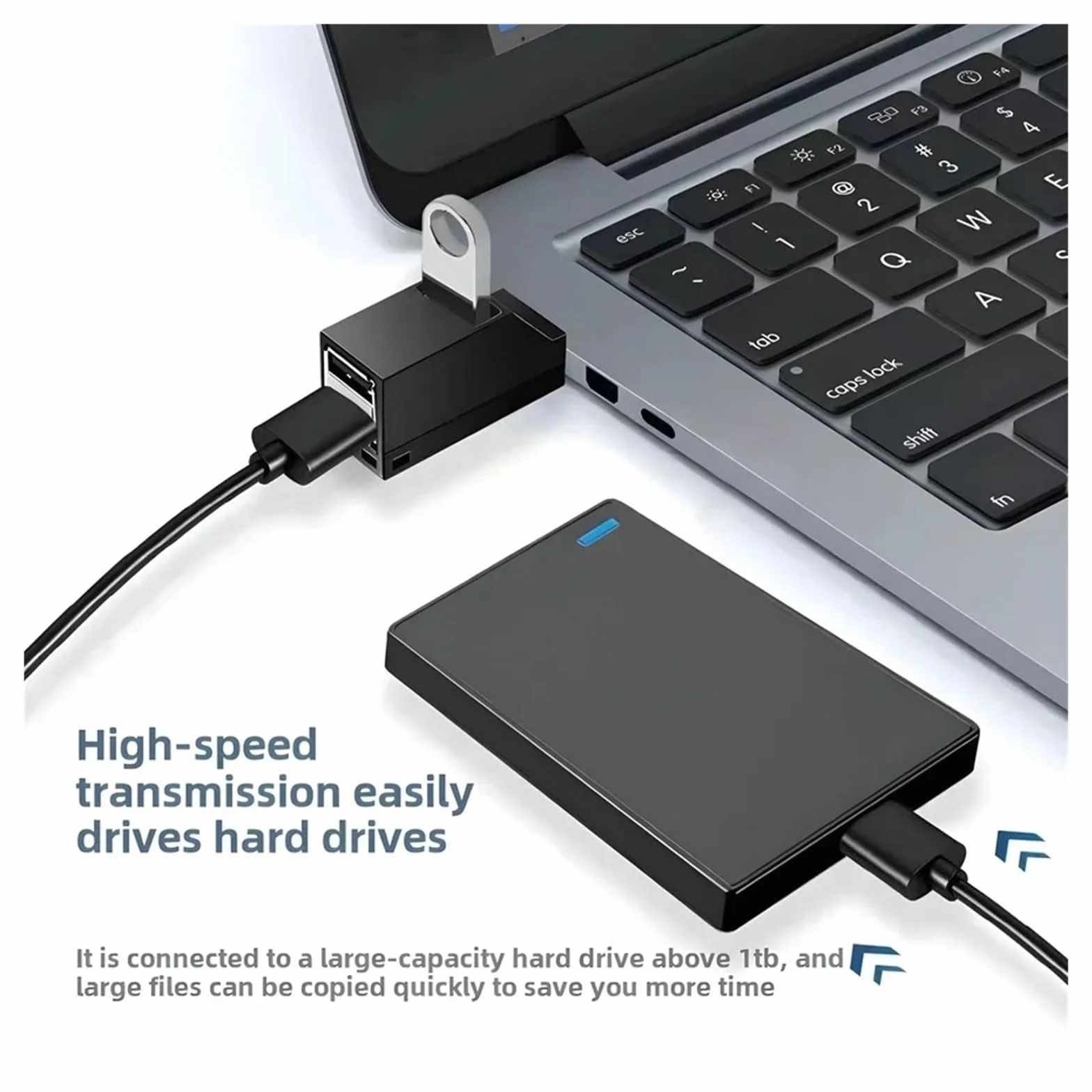 Hub USB 3.0 1-3 porty do mini rozdzielacza, szybki adapter przedłużacz do komputera laptopa, czytnika kart dysku U