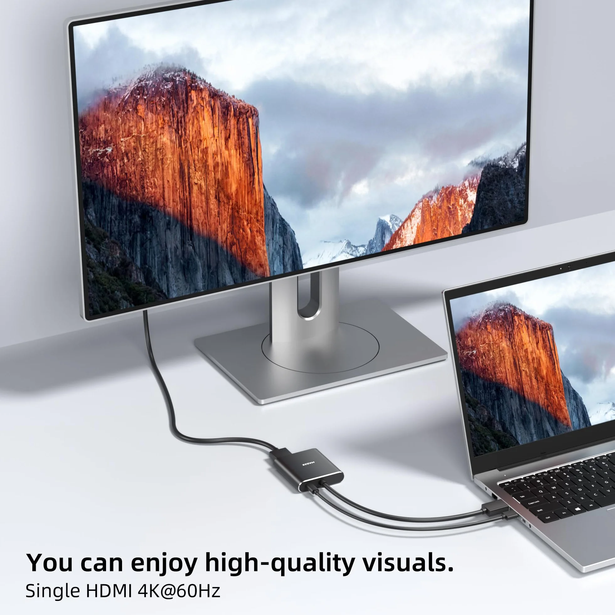 DisplayPort na Dual HDMI adapter 4K 60Hz, koncentrator MST do 2 monitorów Windows | Wejście DP 1.2, rozszerzony pulpit MST, **kompatybilny z komputerami z systemem Windows oraz kartami graficznymi NVIDIA i AMD