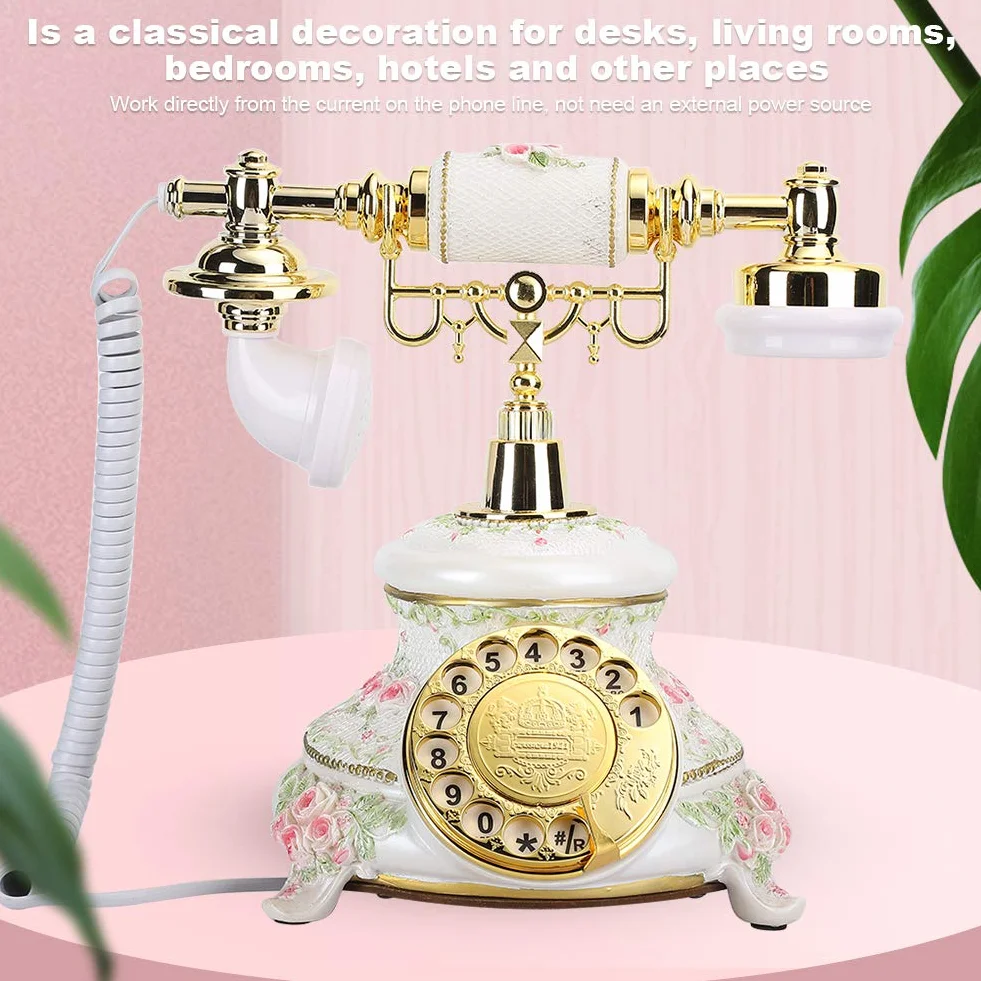 Festnetztes schnurgebundenes Telefon, antike Telefone mit Drehknopf, Vintage-Festnetz im Retro-Landhausstil, festes schnurgebundenes Schreibtischtelefon für zu Hause