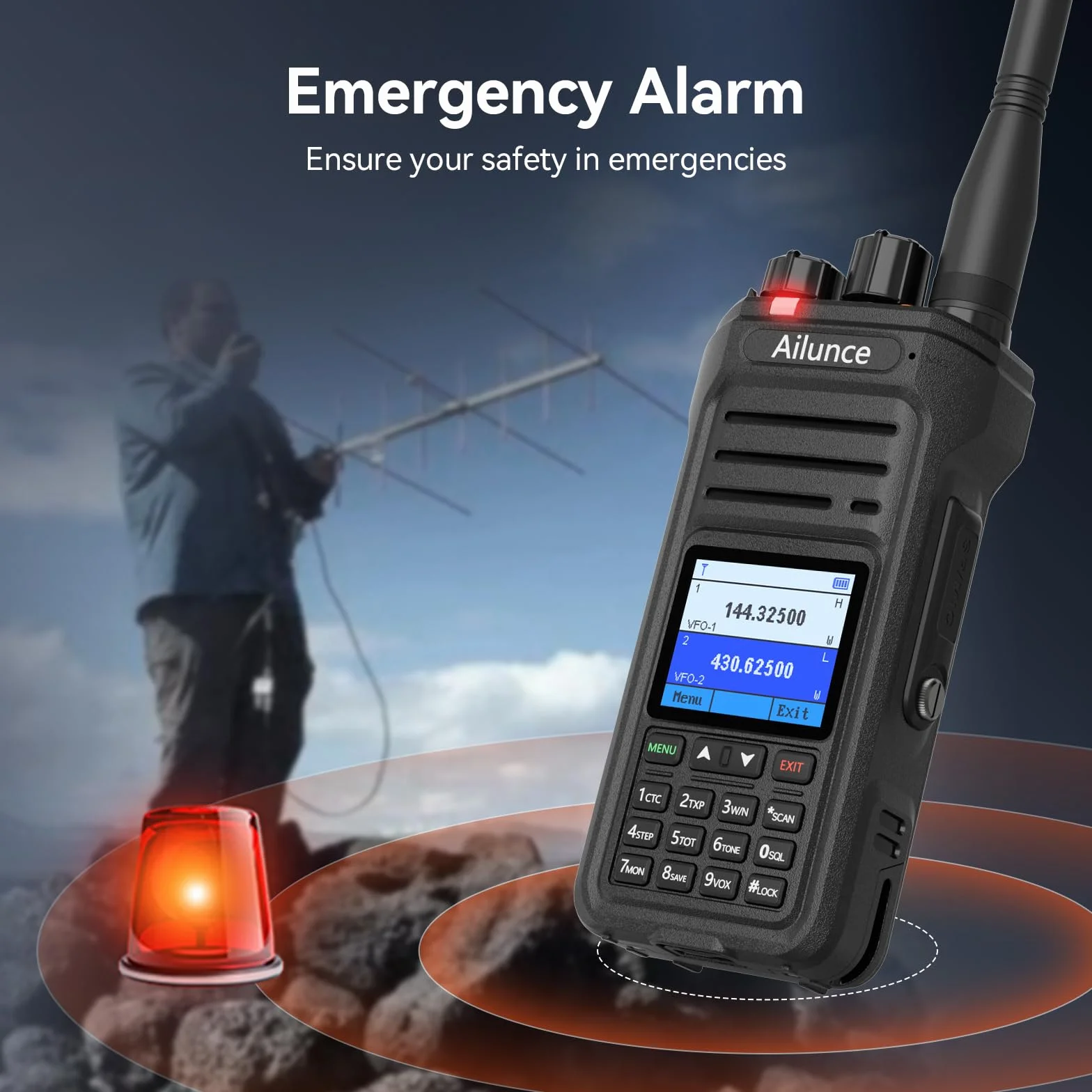 Retevis Ailunce HA1UV Radiotelefon Amatorski z Mikrofonem, Dwupasmowy, Wodoodporny IP67, Akumulator 2800 mAh, Przenośny Nadajnik-Odbiornik Dalekiego Zasięgu do Ratownictwa, Imprezy Amatorskie (1 szt.)