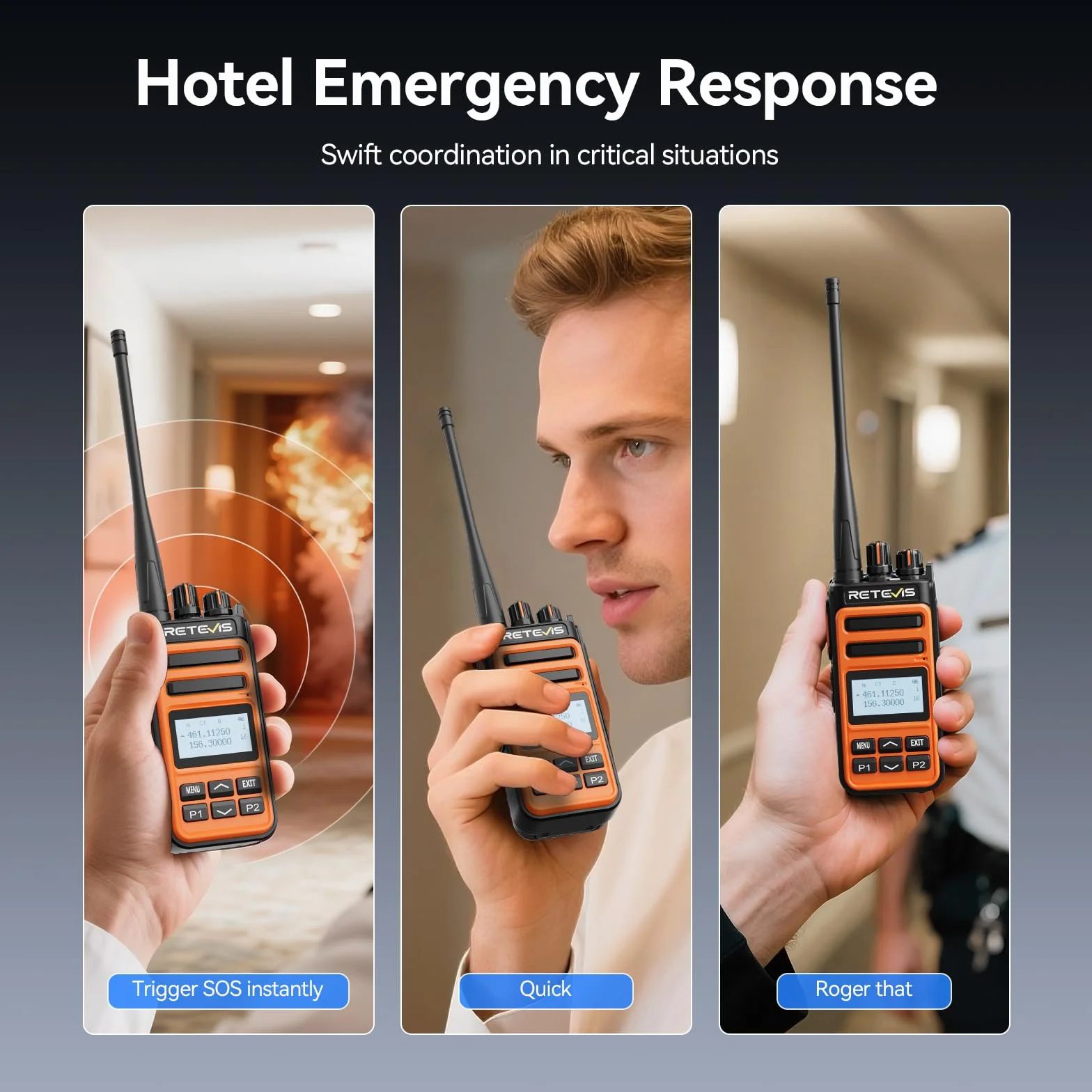 Retevis C66B Dual Band Ham Radio, szybkie ładowanie krótkofalówek o dużym zasięgu, redukcja szumów, alarm awaryjny, profesjonalne dwukierunkowe radia do restauracji, hoteli (pomarańczowe, 4 szt.)