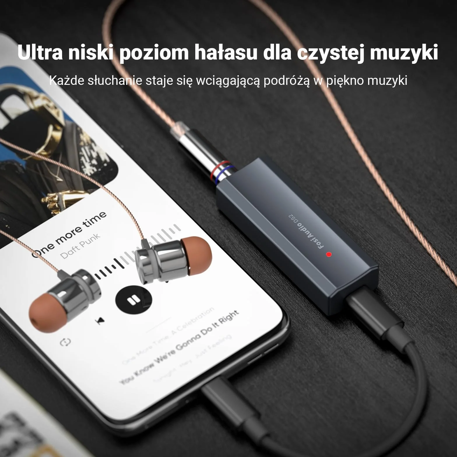Fosi Audio DS2 USB C do AUX Wzmacniacz słuchawkowy DAC Dongle 3,5 mm Jack Adapter audio Przenośny wzmacniacz z podwójnym wyjściem DSD256 4,4 mm Zbalansowany układ CS43131 o wysokiej rozdzielczości