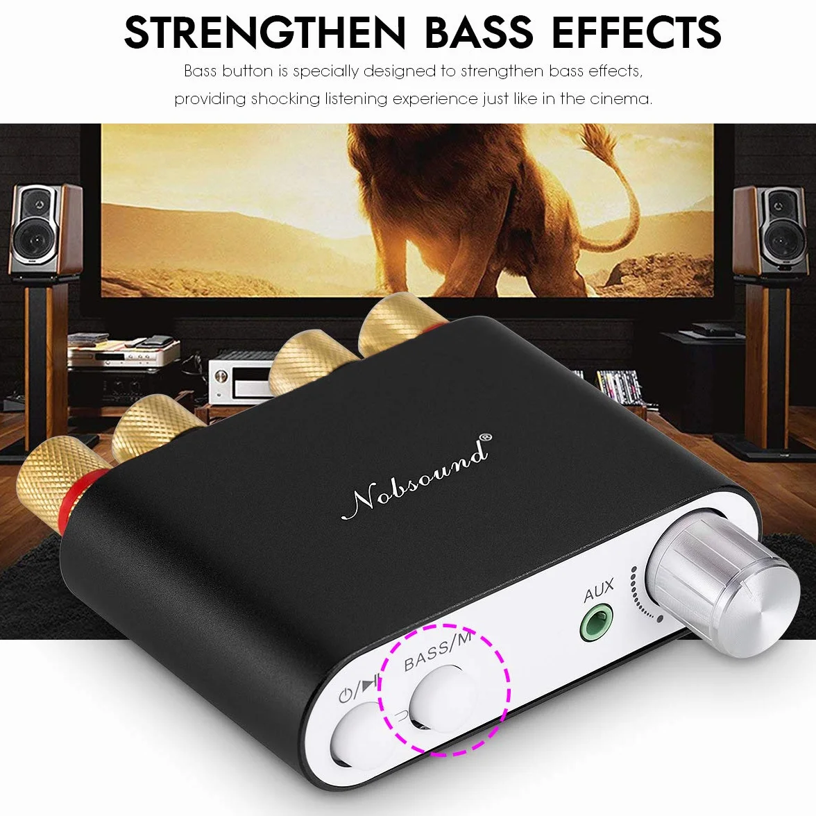 Nobsound NS-10G Mini wzmacniacz cyfrowy Bluetooth 5.0-100 W, z zasilaczem, czarny