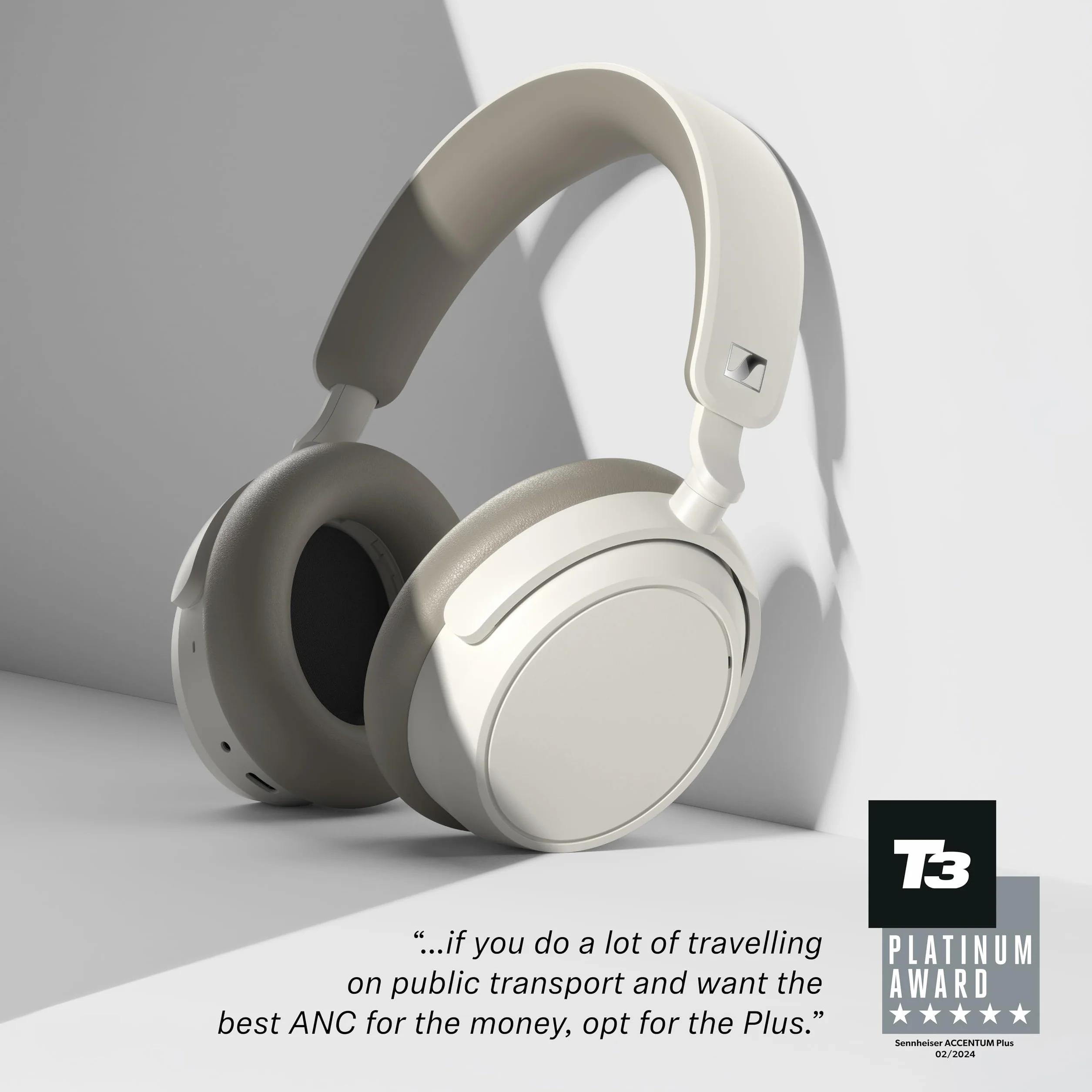 Sennheiser ACCENTUM Plus bezprzewodowe słuchawki Bluetooth – funkcja szybkiego ładowania, czas odtwarzania baterii 50 godzin, adaptacyjne hybrydowe ANC, personalizacja dźwięku, sterowanie dotykowe