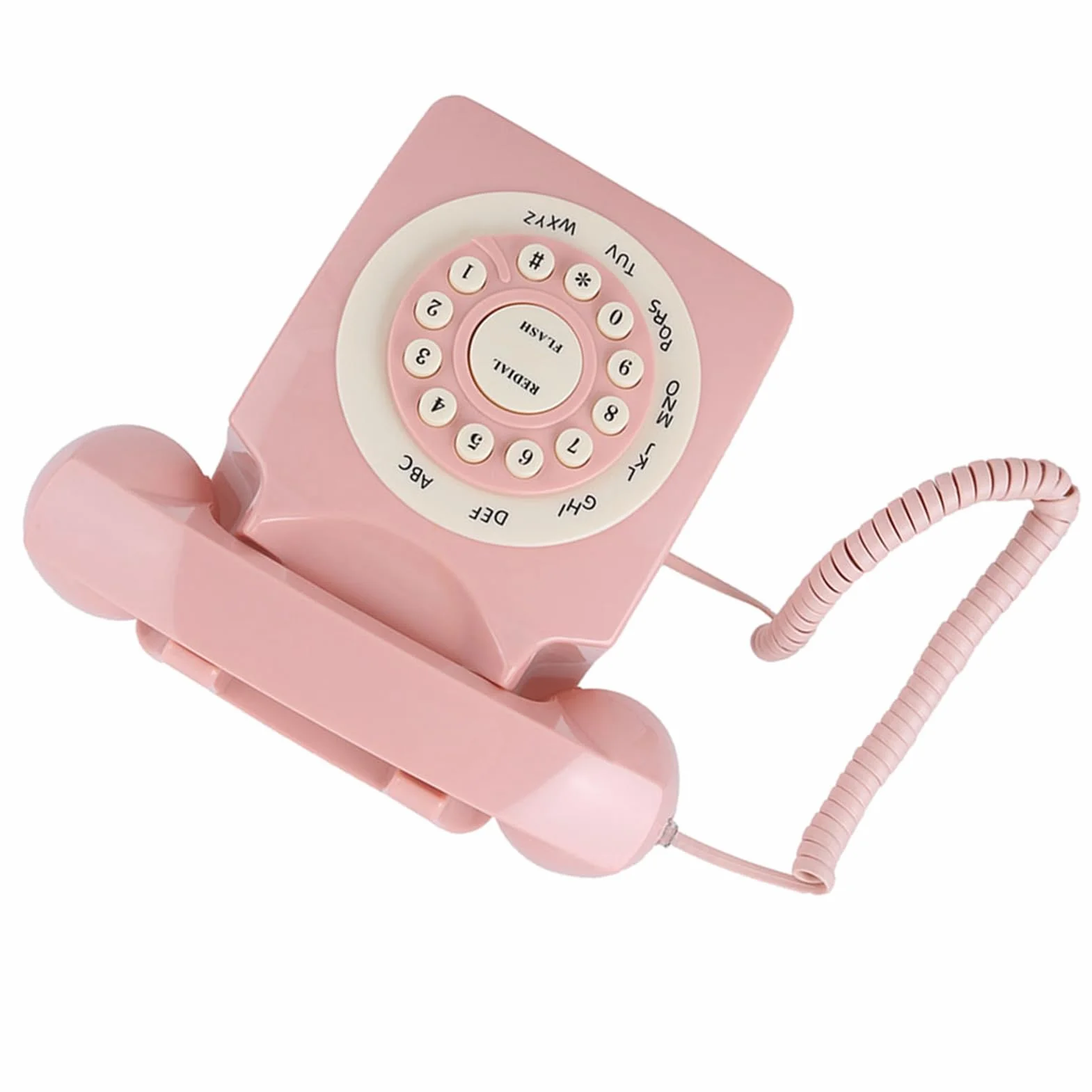 Telefon w Stylu Vintage — jakość Rozmów w Wysokiej Rozdzielczości do Domowego Biura — Różowy Telefon Stacjonarny w Stylu Retro z dużą klawiaturą — Idealny Styl Vintage do Komunikacji