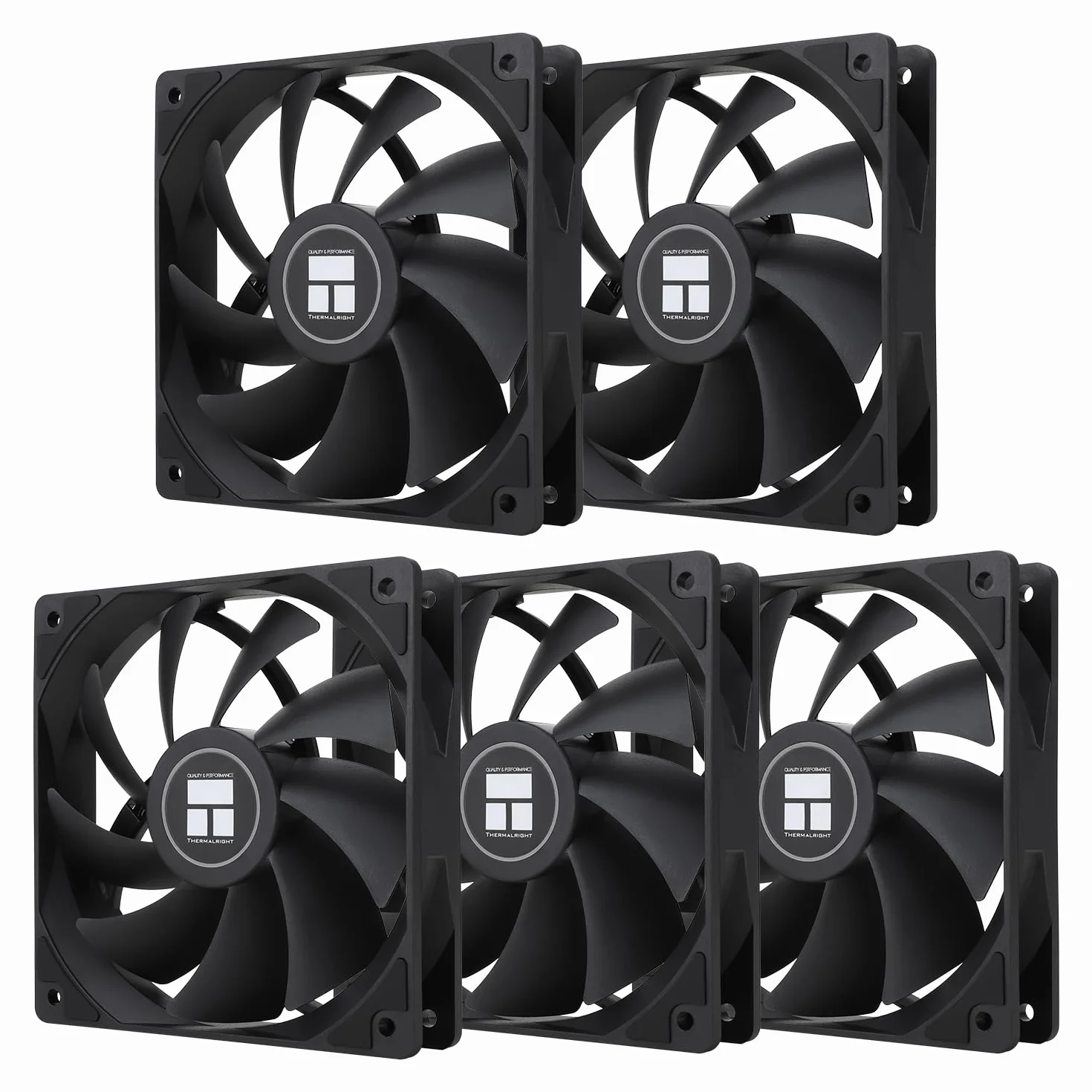 TR-Thermalright TL-C12C X5 wentylator CPU PWM, 120 mm, cichy, 1550 RPM, czarny wentylator CPU, 5 sztuk, może być sparowany z obudową / chłodnicą procesora