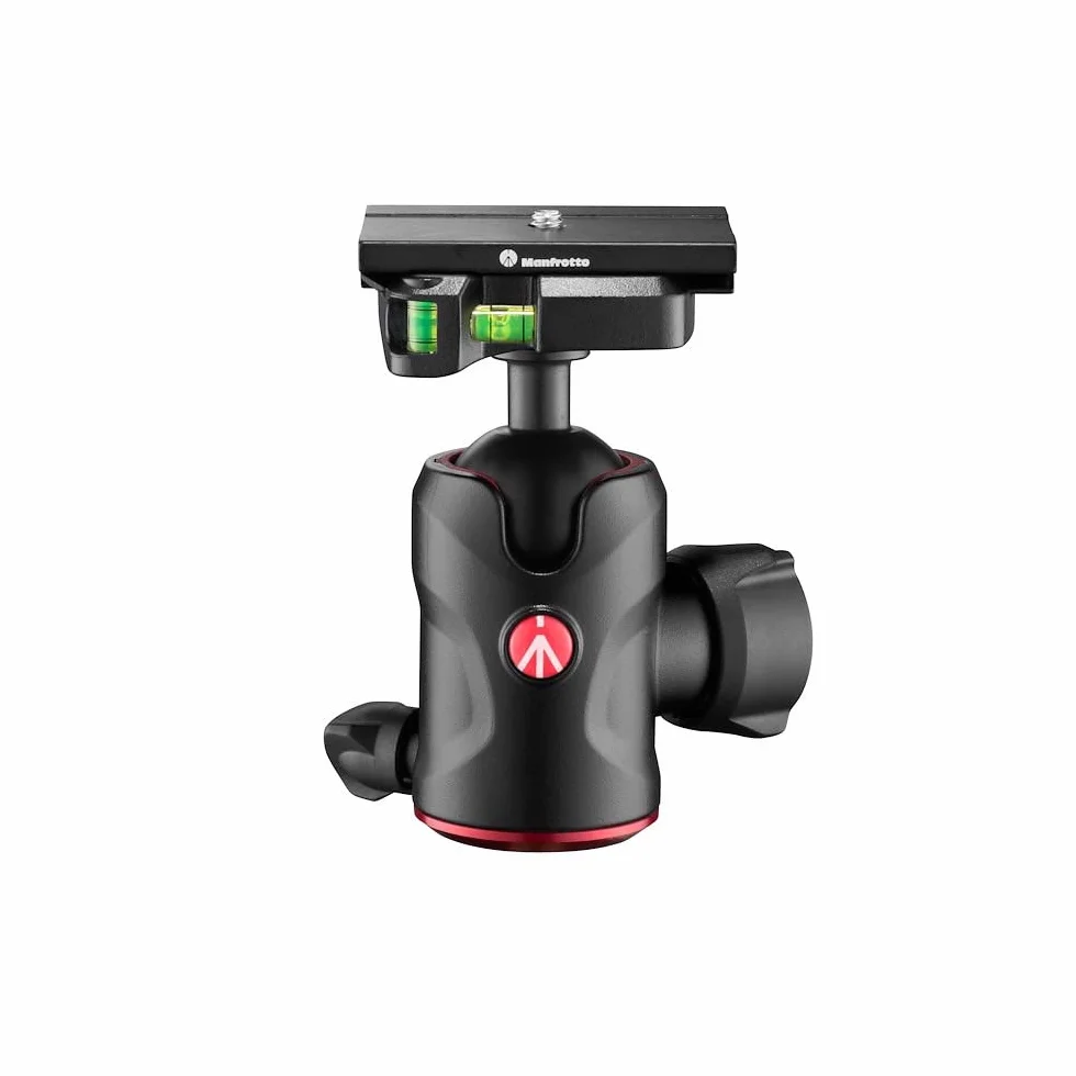 Manfrotto Kompaktowa głowica kulowa 496 z płytką szybkozłączkową MSQ6PL, głowica kulowa do statywów do aparatu, stabilizatorów aparatu, pilotów, sprzętu fotograficznego