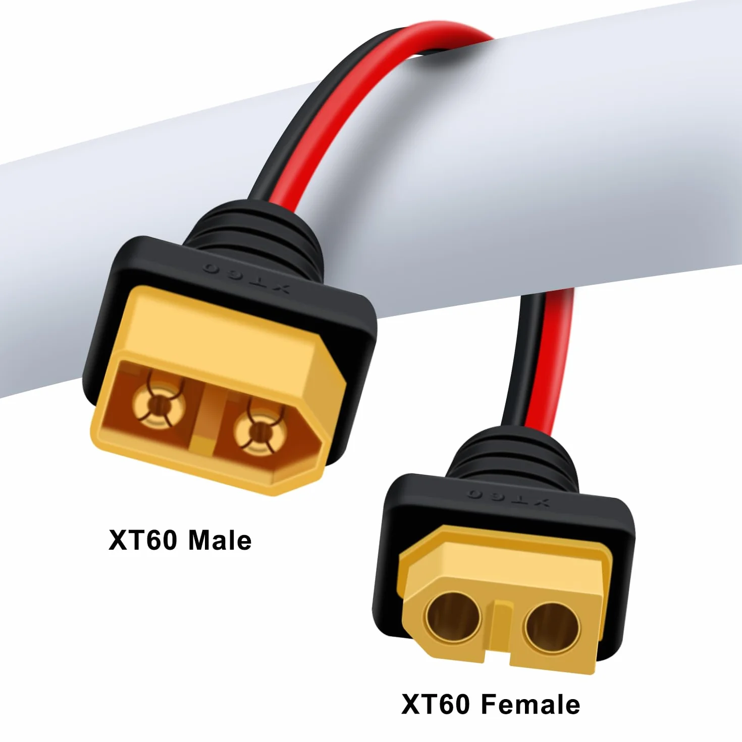 Przedłużacz XT60 12 AWG z wtykiem XT60 do gniazda kabel do akumulatorów RC, przenośnych zasilaczy i zestawów akumulatorów (1 m)