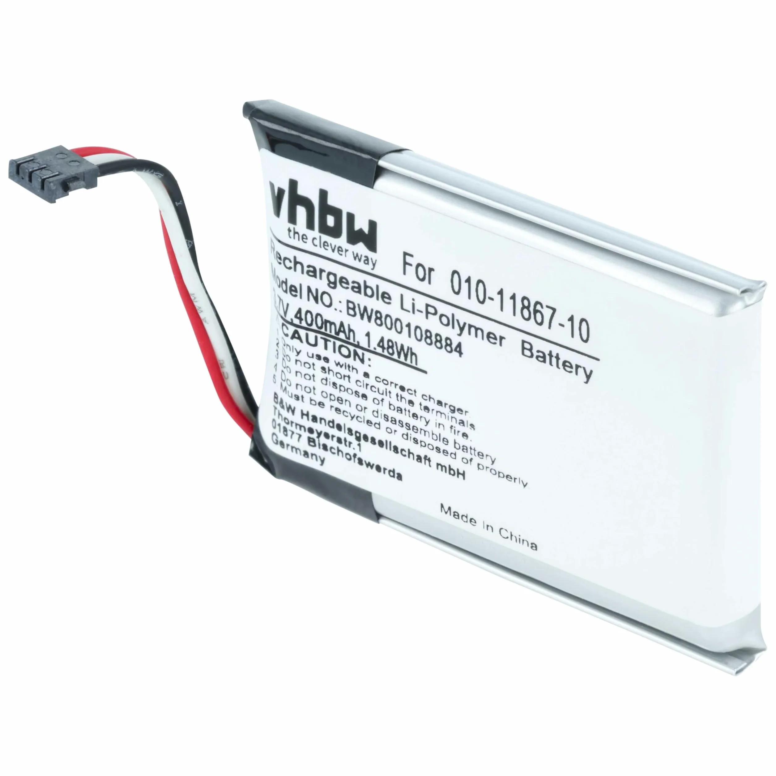 vhbw akumulator litowo-polimerowy 400 mAh (3,7 V) do obroży dla psów, zdalny trener Garmin Barklimiter Deluxe, Delta Sport jak 361-00069-00, 010-11867-10.
