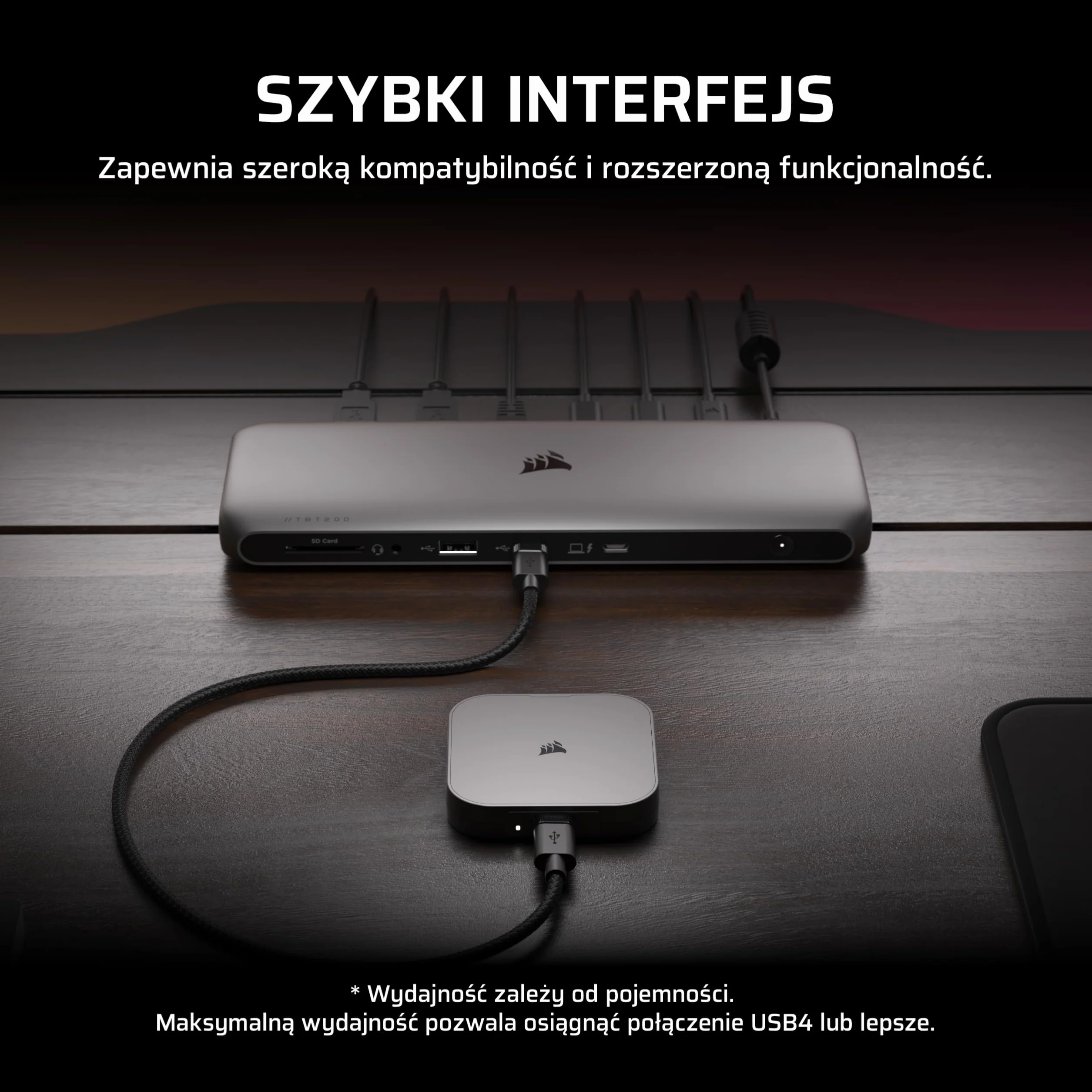CORSAIR EX400U 4TB Przenośny SSD USB4 — USB Typ-C, USB4/USB 3.2 Gen2x2, do 40 Gb/s, Plug and Play, MagSafe, kabel USB-C (USB4) — Windows PC, Mac iOS — Szary