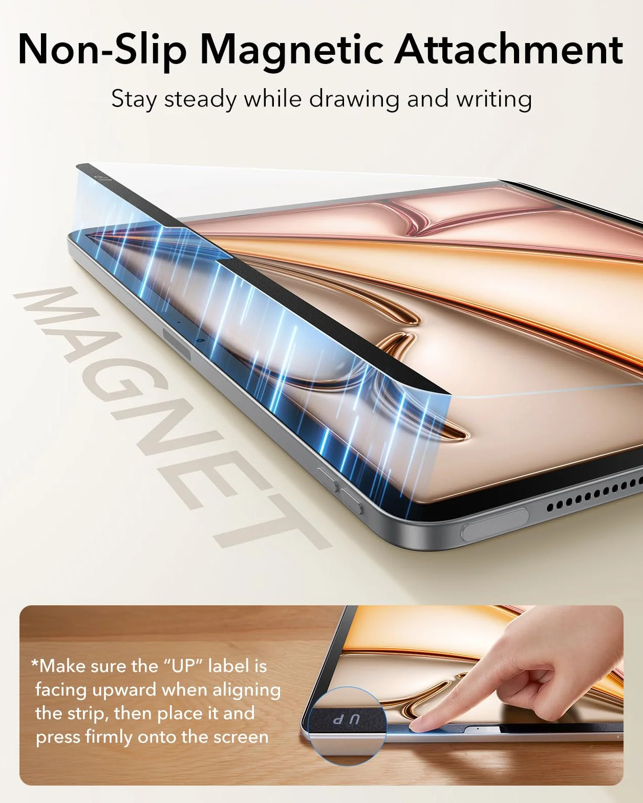 ESR Paper-Feel magnetyczna osłona ekranu do iPada Air 33.0 cm M3/M2 (7./6. generacji, 2025/2024), pisz i rysuj jak na papierze, zdejmowana i wielokrotnego użytku, kompatybilna z folią hartowaną