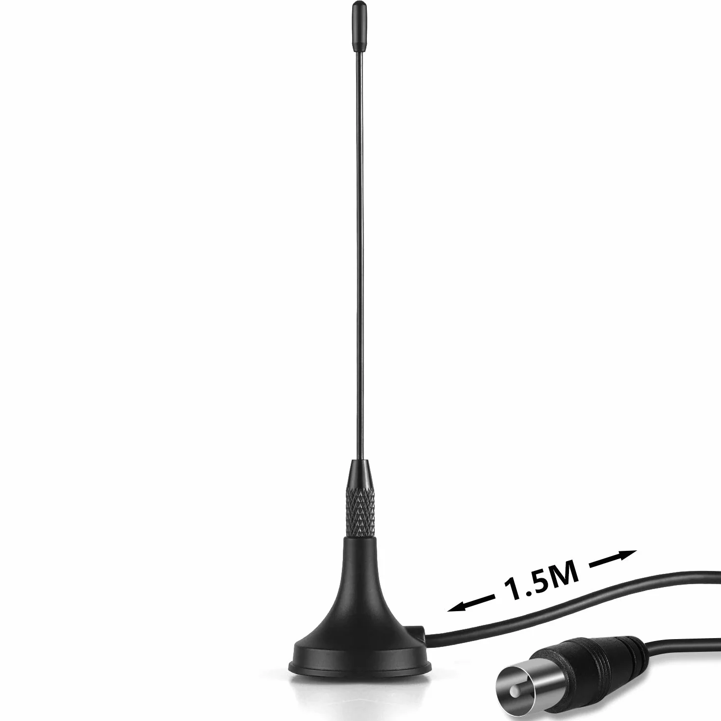 August DTA180 Przenośna antena telewizyjna, mini wewnętrzna antena Freeview HD do DVB-T2, tunerów USB, telewizorów 4K, dekoderów - podstawa magnetyczna, kabel koncentryczny 1,5 m, czarna