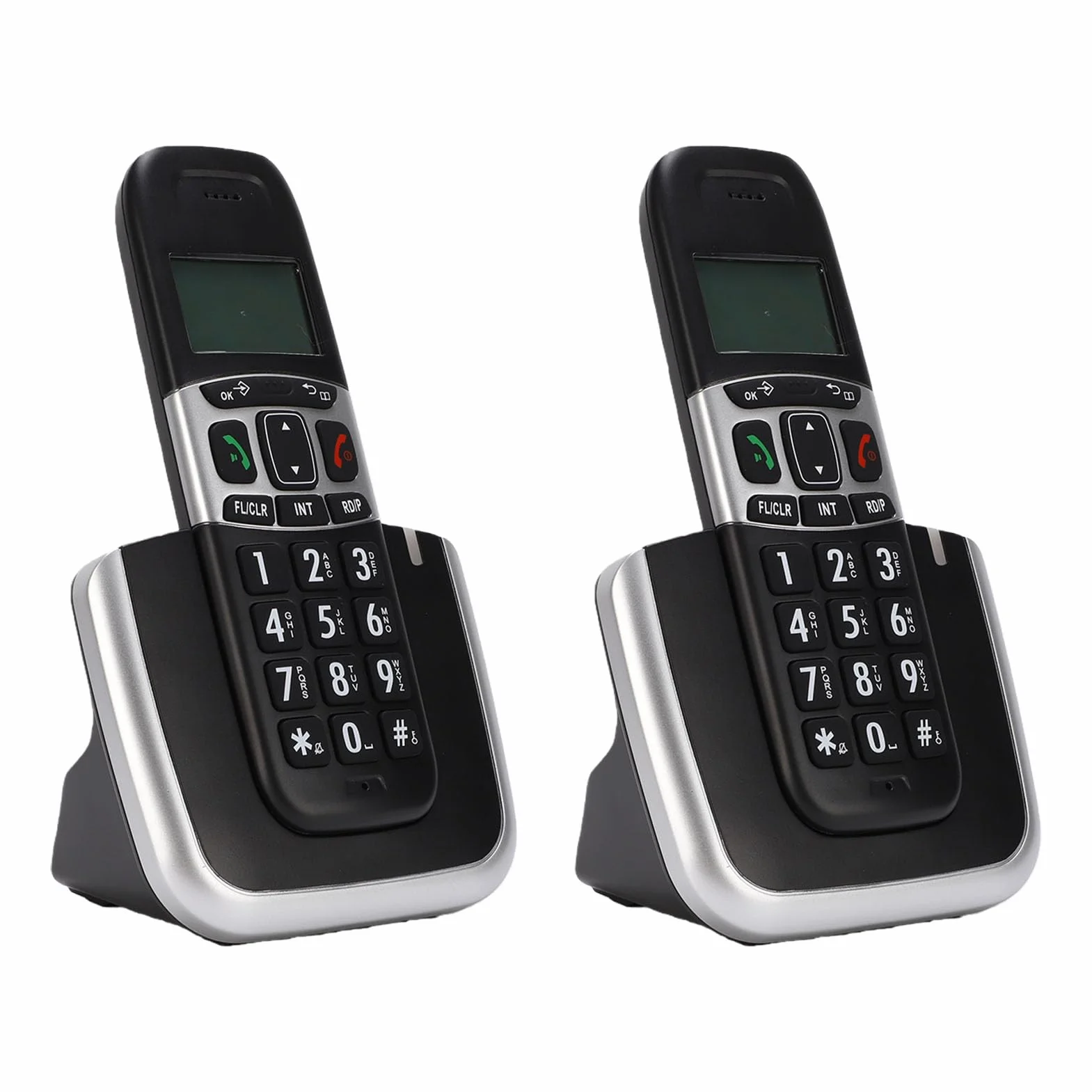 Asixxsix Bezprzewodowy Telefon Stacjonarny z 2 Słuchawkami, DECT 6.0 (wtyczka UE)