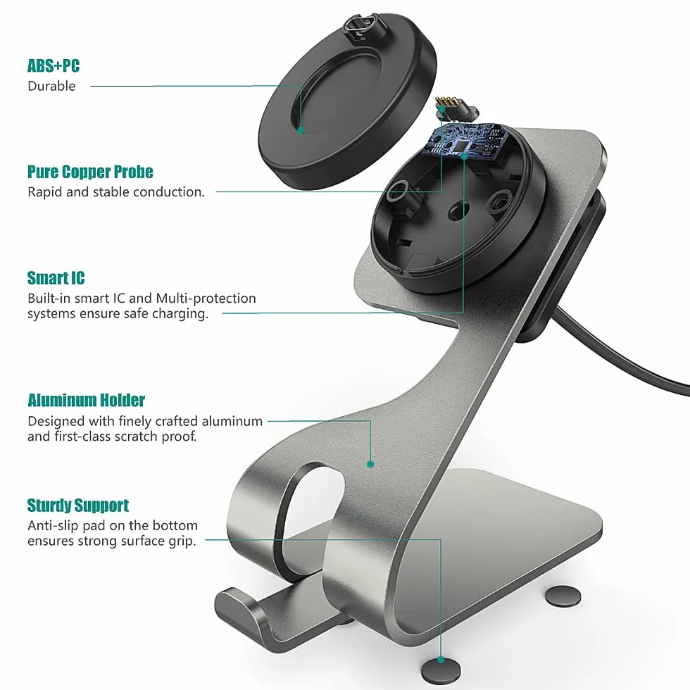 TUSITA Ładowarka Stacje Dokujące Kompatybilny z Garmin Fenix 7 7S 7X 6 6S 6X Pro 5S 5X Plus,Epix 2,Forerunner 945 45S 245,Instinct,Vivoactive 3 4S,Charging Dock for Vivomove 3S,Venu 2 Sq,Approach S60