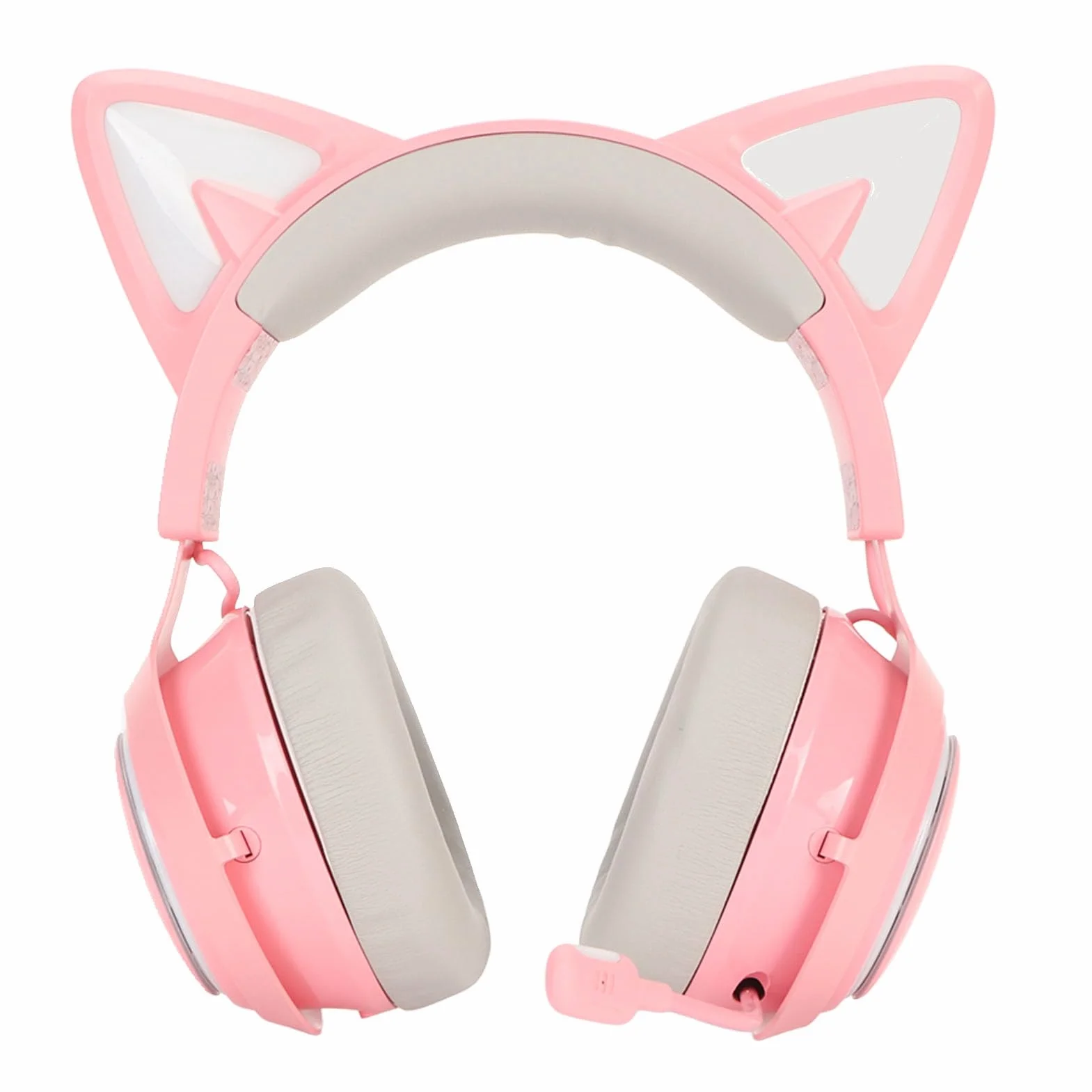 Generic Bezprzewodowy Zestaw Słuchawkowy do Gier z Uszami Kota, światło RGB, Słuchawki do Laptopów i Komputerów Stacjonarnych, Dźwięk Przestrzenny 3D, dla Graczy (PINK)