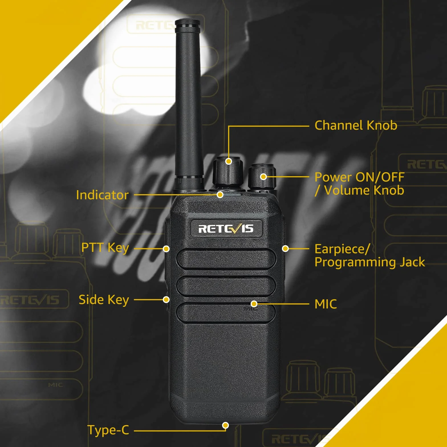 Retevis RT40 Walkie Talkie, PMR446 Bezlicencyjny ręczny radiotelefon, 48 kanałów DMR Digital Analog Ham Radio, 2000mAh Profesjonalny przenośny krótkofalówka dla bezpieczeństwa, szkoła (2 szt.)