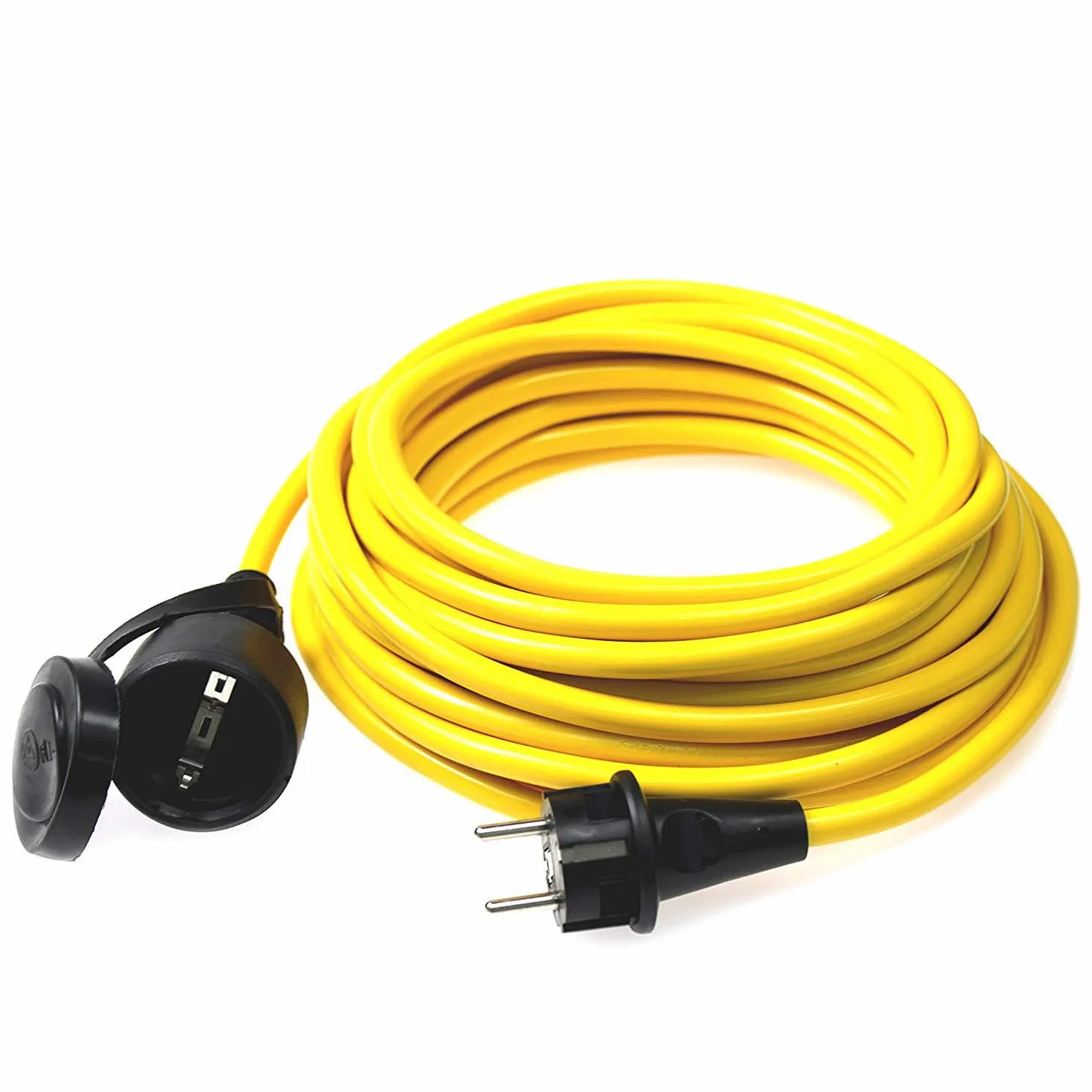as - Schwabe 60350 Zewnętrzny Kabel Przedłużający Zbiornik z Wtyczką Schuko/Euro, IP44, 230 V/16 A, Długość Kabla 5 Metrów, Żółty
