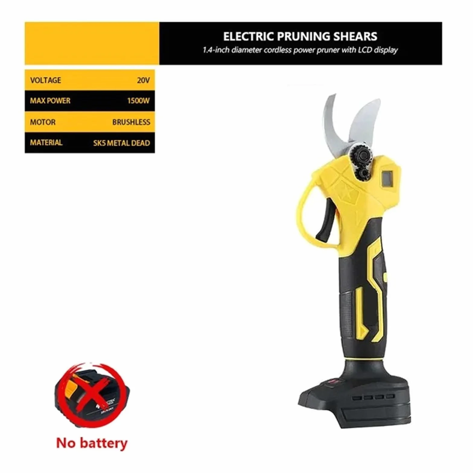 Cordless Electric Pruner 1.4inch LED Display Brushless Motor 18V Lithium