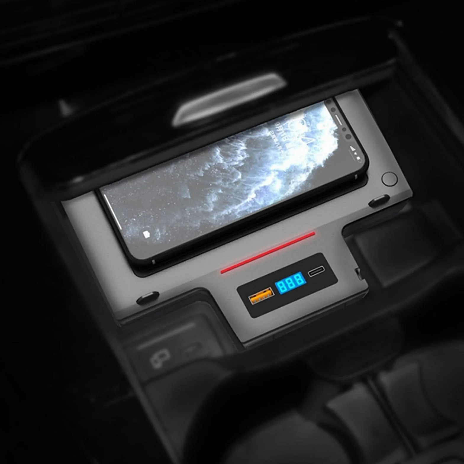 Adapter ładowarki samochodowej USB Ładowarka samochodowa bezprzewodowa 15 W, do Mercedes-Benz, W177 Klasa A W247 Klasa B GLB CLA GLA Uchwyt na płytę szybkiego ładowania telefonu