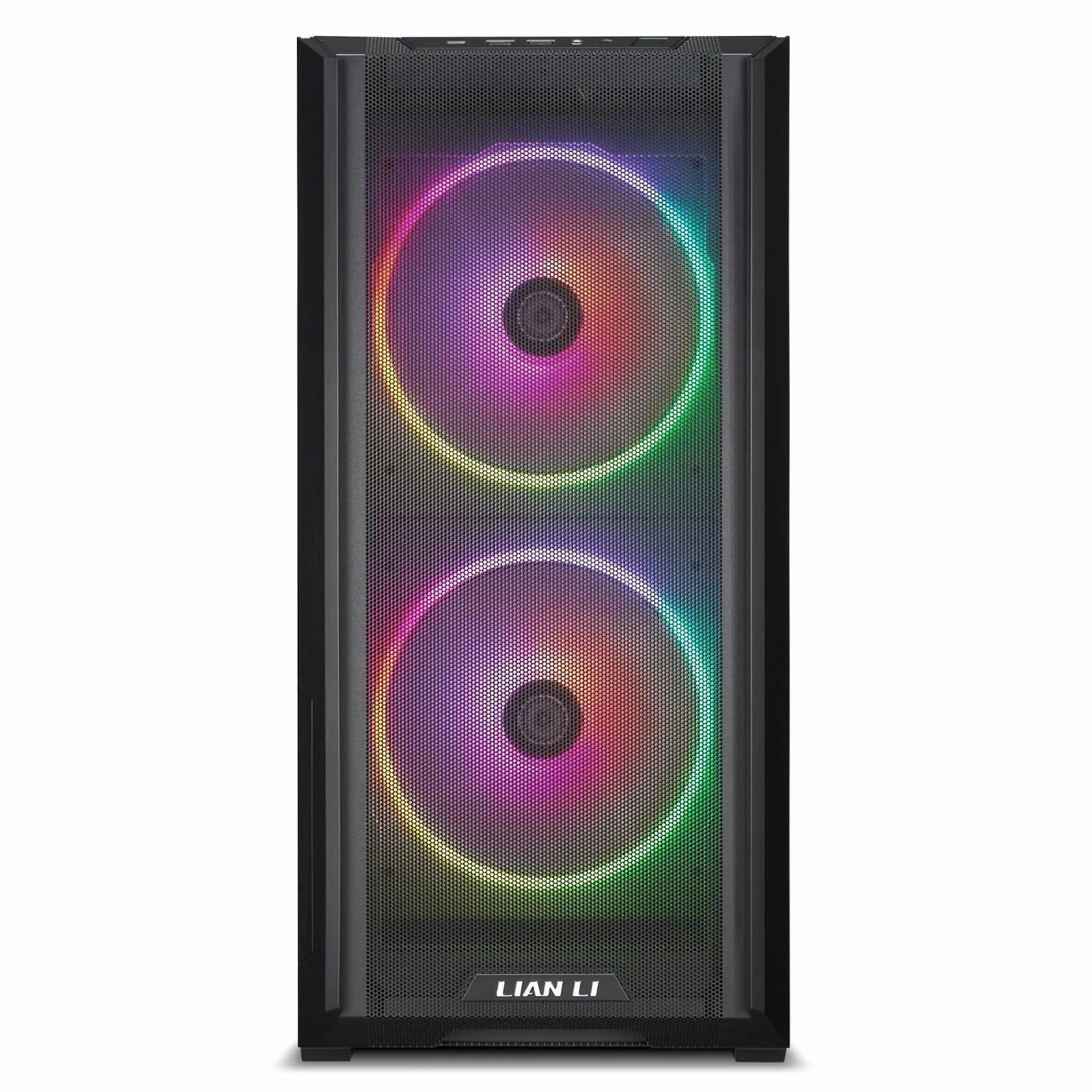 Lian-Li Lancool 216 RGB czarna stal/hartowane szkło ATX Mid Tower obudowa komputera, 2 x wentylatory ARGB 160 mm w zestawie – LANCOOL 216RX czarna