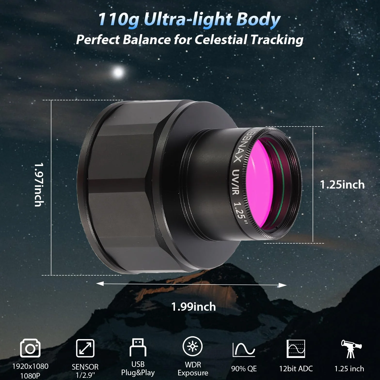 Nova200 kamera teleskopowa CMOS elektroniczny okular cyfrowy do teleskopu 3,2 cm księżycowa planetarna kamera astronomiczna dla entuzjastów astronomii astrofotografii