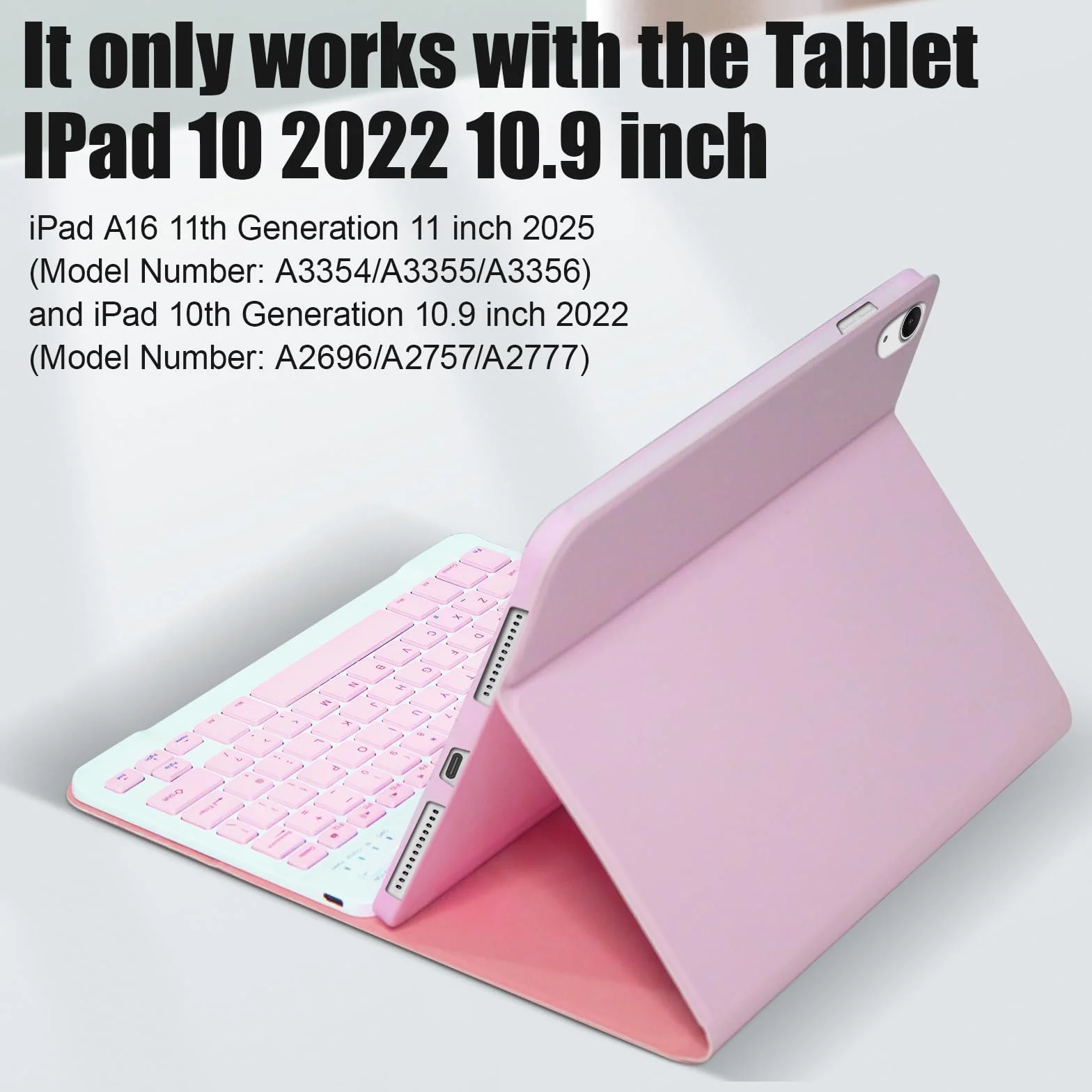 Etui na iPad 11./10. generacji z klawiaturą 11 cali/10,9 cali 2025 A16 2022 z uchwytem na ołówki, magnetycznie odłączana, bezprzewodowa klawiatura Bluetooth z foliową podstawką i ładowalnym