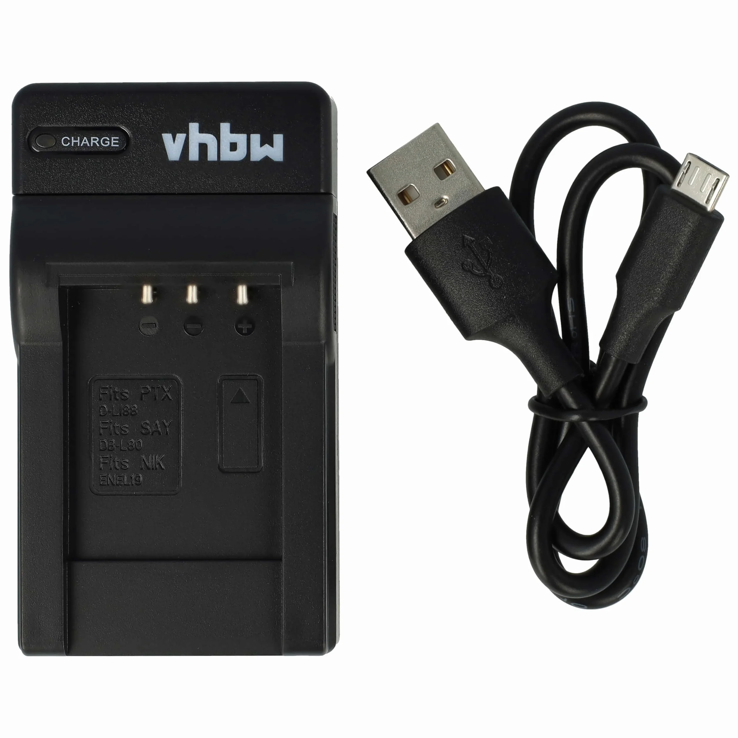 vhbw Ładowarka USB-C kompatybilna z aparatem Nikon Coolpix A300, A100, S2750, S2500, S100, S2600, S2550 - ładowarka + kabel USB-C wskaźnik ładowania