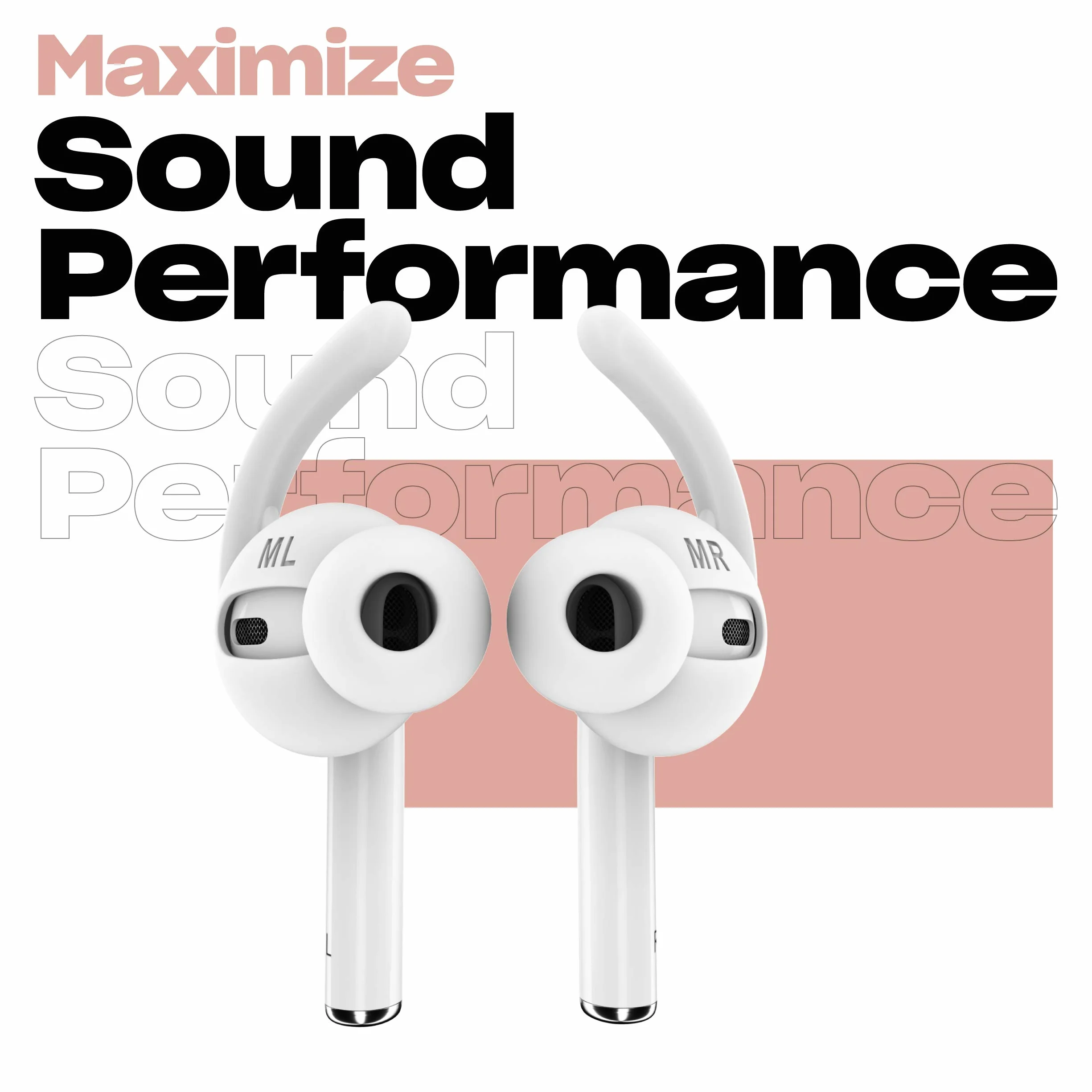 Keybudz EarBuddyz Ultra douszne, antypoślizgowe, silikonowe nakładki do słuchawek Apple AirPods, słuchawki EarPods, akcesoria do słuchawek, nauszniki, słuchawki, sportowe, białe