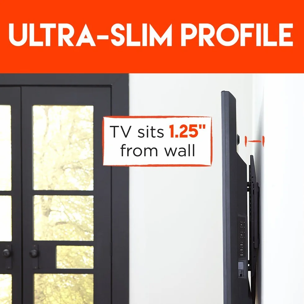 ECHOGEAR SlimView Uchwyt ścienny do telewizorów 32–80”, 3,2 cm, niski profil z systemem blokowania dostępu do kabli, dołączony sprzęt do samodzielnego montażu