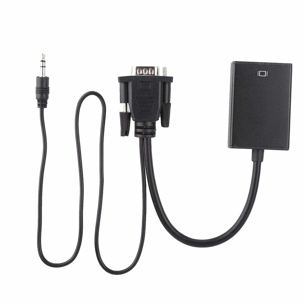 ASHATA Kabel konwertera VGA na HDMI, obsługa HD 1080P HDTV, transmisja audio USB
