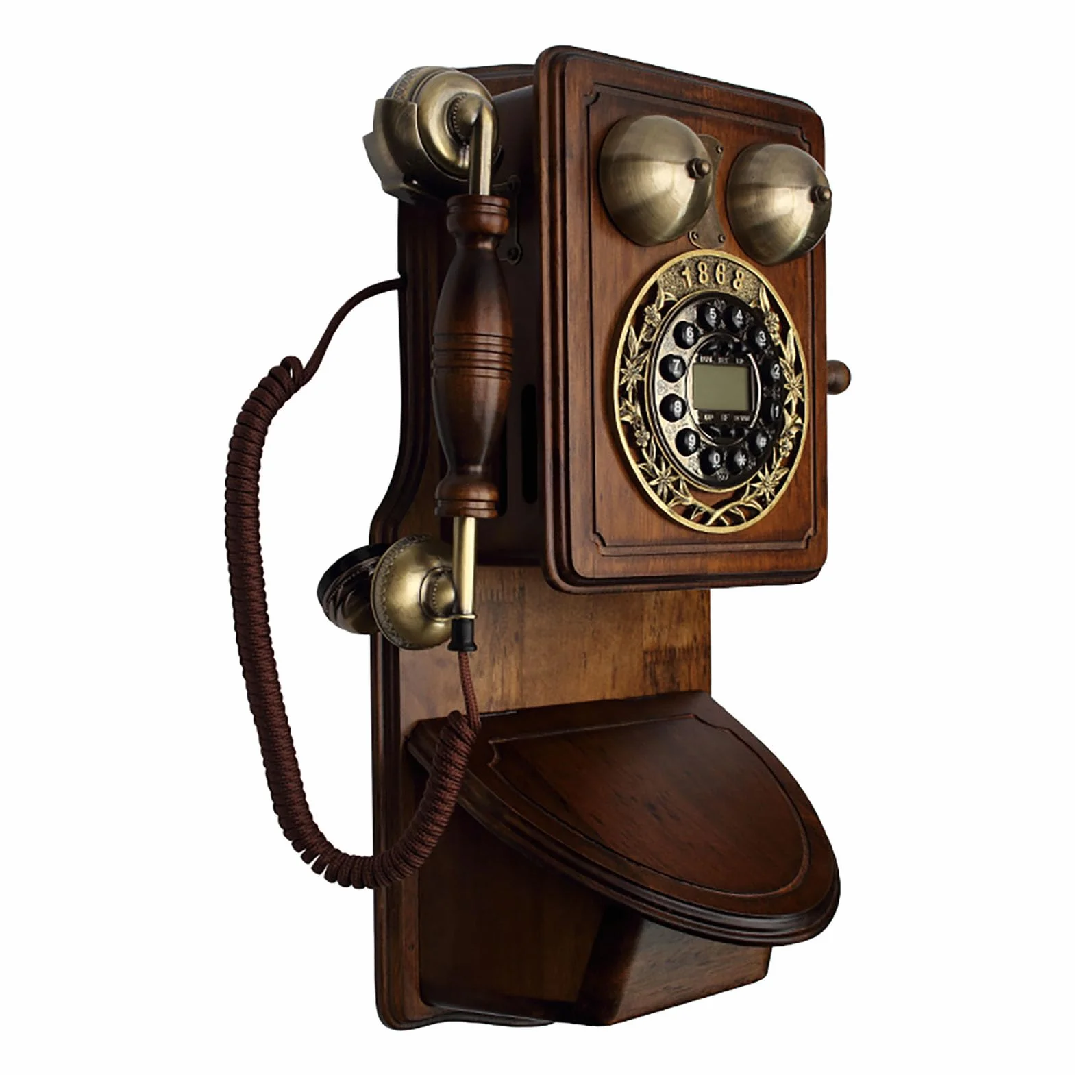 Telefon Zabytkowy, Telefony Stacjonarne Montowane Na Ścianie, Telefon Retro W Stylu Retro Z Mechanicznym Dzwonkiem I Funkcją Ponownego Wybierania Numeru, Telefony Stacjonarne Przewodowe, Ozdoba Do Do