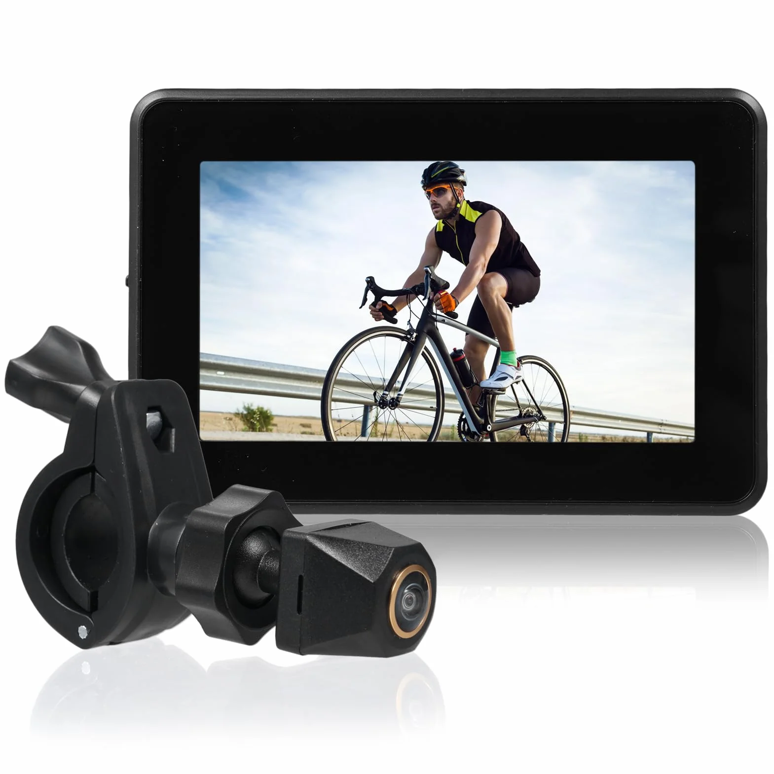 ZJchao Rowerowa Kamera Tylna z Wyświetlaczem 4,3 Cala, Noktowizorem 1080P i Szerokim Kątem 110°, Regulowanym Uchwytem na kierownicę do Rowerów Górskich i Szosowych