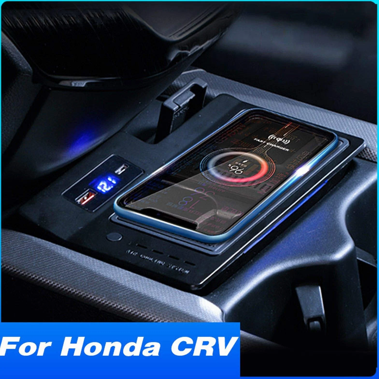 Ładowarka bezprzewodowa QI do samochodu CRV Akcesoria CR-V 2020-2017 Modyfikacja wnętrza 15 W Szybka płytka ładująca telefon Kierownica po lewej stronie Panel ładowania bezprzewodowego pojazdu(