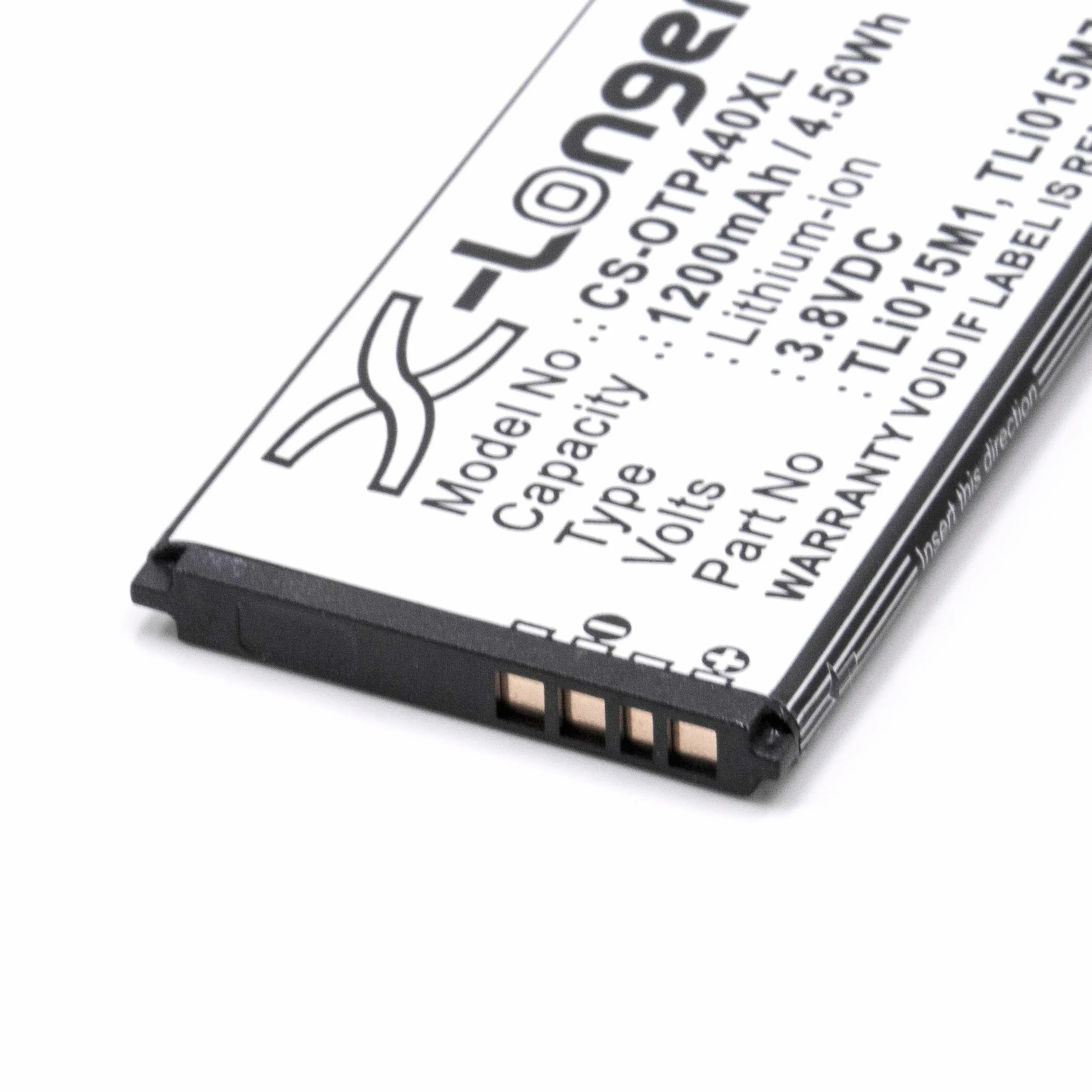 vhbw Bateria zamienna do Alcatel TLi015M7, TLi015M1, TLi015MA do telefonu komórkowego smartfona telefonu (1200 mAh, 3,8 V, litowo-jonowa)