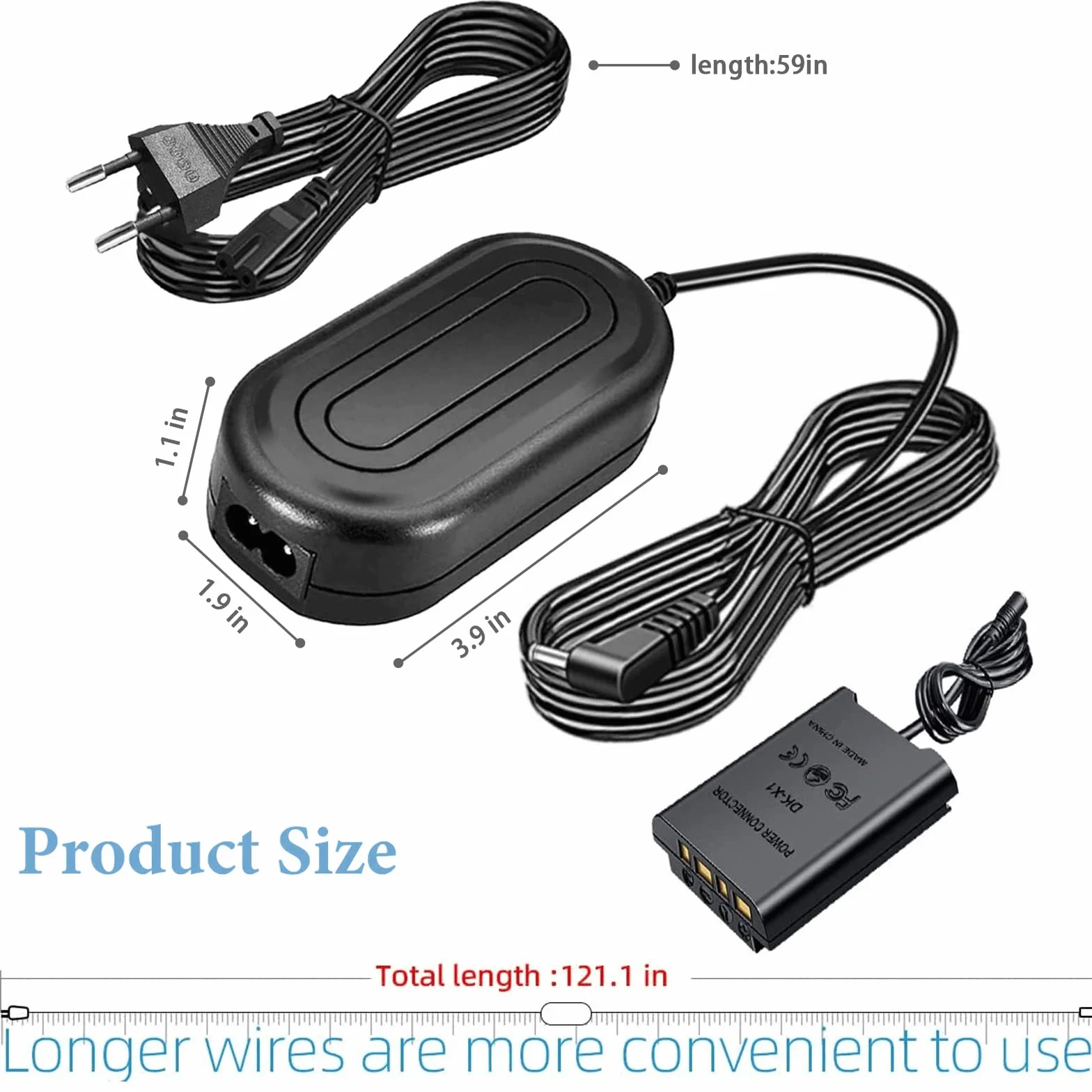 DK-X1 DC-Koppler AC-LS5 zasilacz (NP-BX1 Dummy-wymiana baterii) Zestaw do Sony Cybershot ZV-1, DSC-RX1, RX1R, RX100 II III IV V VI VII, M2 M3 M4 M5 M6/B M7, HX50 HX90 HX300 WX300 WX350 WX500