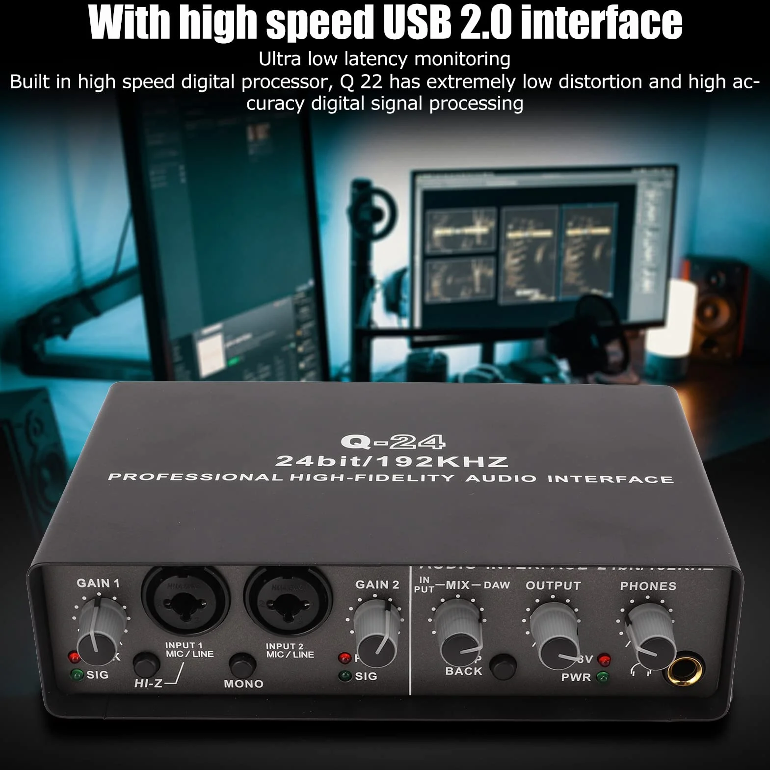 Karta Dźwiękowa USB Live Miksowanie Cyfrowe, Wysoka rozdzielczość 24 Bity i 192 KHz, Nagrywanie Wewnętrzne i śpiewanie Coverów, Szybkie Połączenie USB 2.0, Obsługa Wejścia,