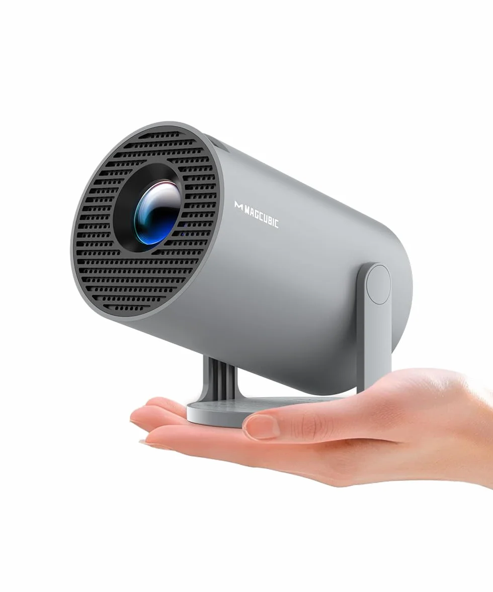 Mini projektor obsługuje 4K | inteligentny projektor 5G WiFi 6 BT 5.4, mini projektor Full HD 1080P, obsługuje 200ANSI 8000L w automatycznej poziomej korekcji trapezu (szary)