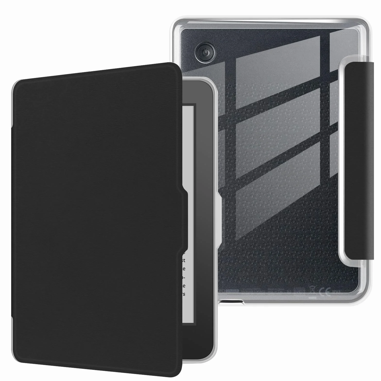 Etui na 15.2 cm Kobo Clara Color 2024 Released, ultra przezroczysta, miękka, elastyczna, przezroczysta tylna obudowa z TPU z automatycznym uśpieniami/budzeniem, kolor czarny